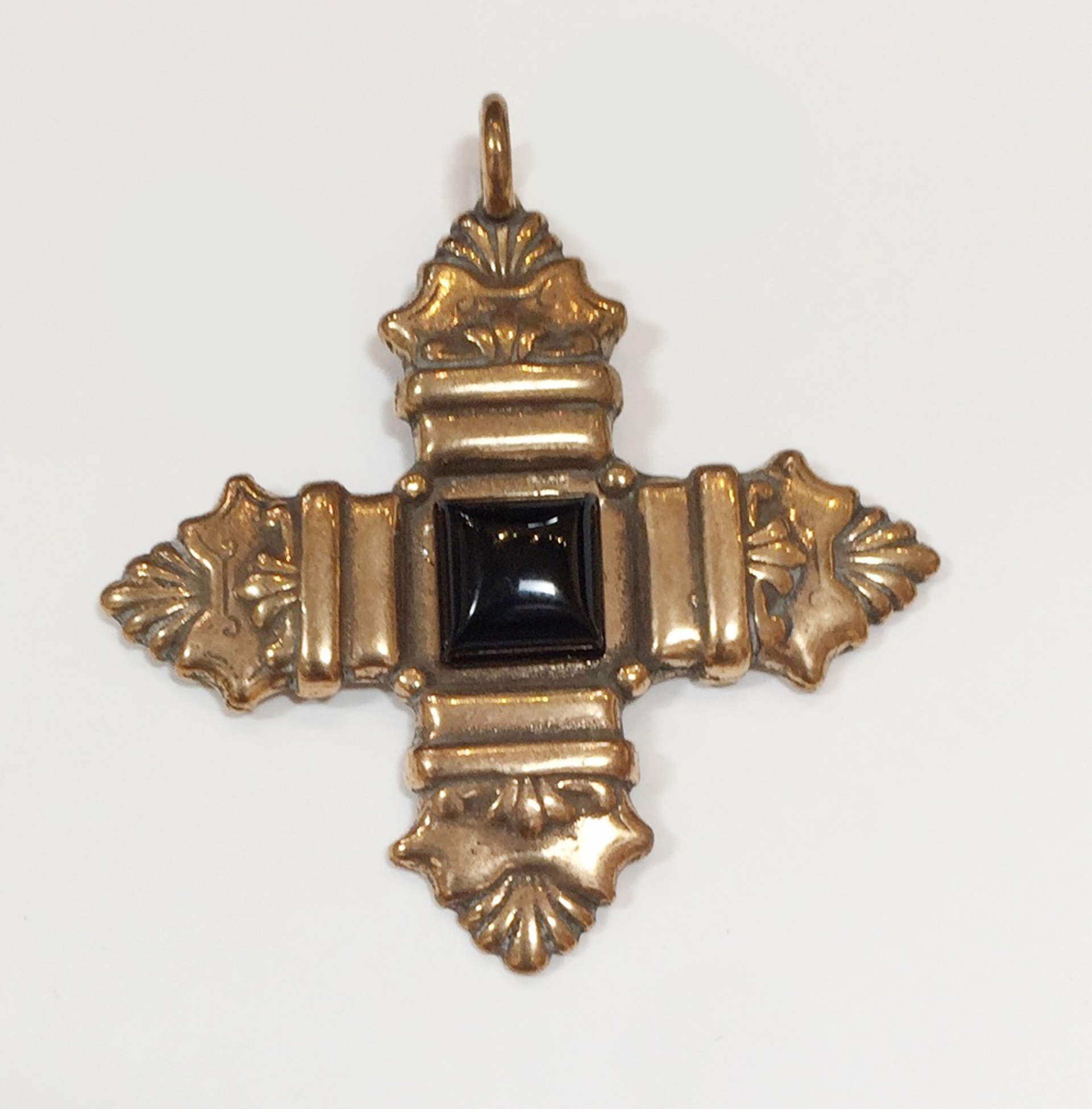 Pendant - Bronze Cross of St. Thomas With Onyx 9333 by Deanne McKeown
