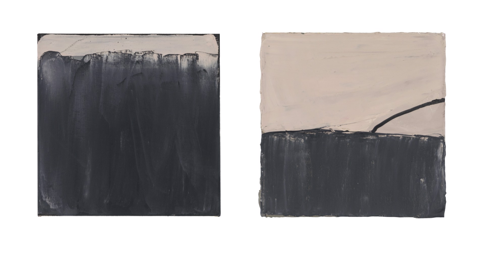 Black Wash on Pale Pink and Thin Black Line on Pink diptych by Anastasia Faiella