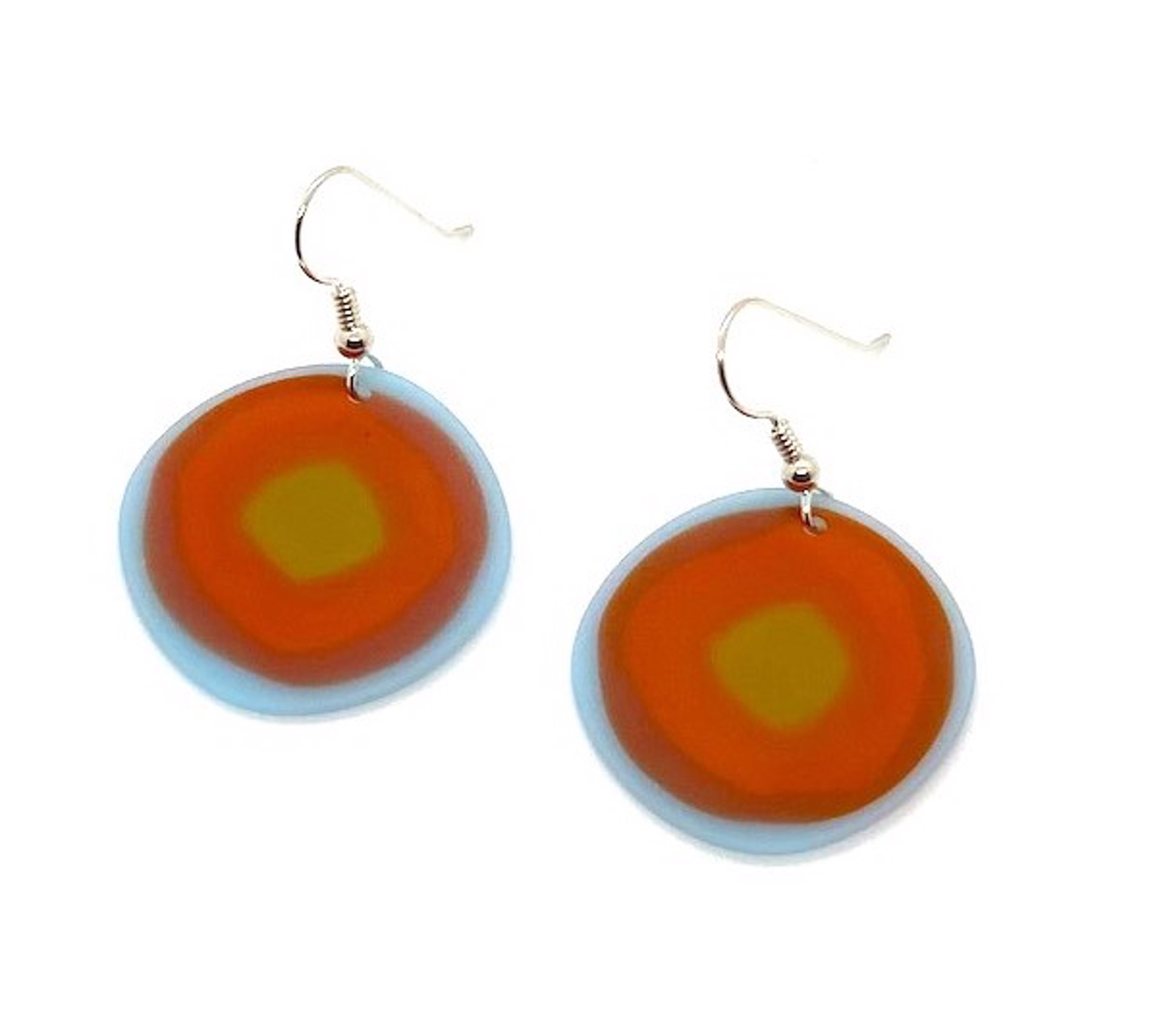 Compressed Glass earrings - White/Orange by Chris Cox