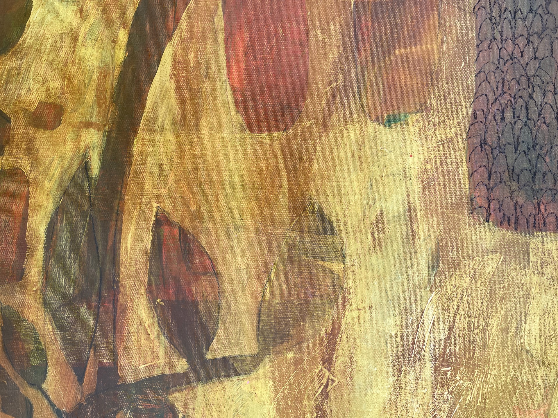 Still Life with Gold Scalloped Vase by Rachael Van Dyke