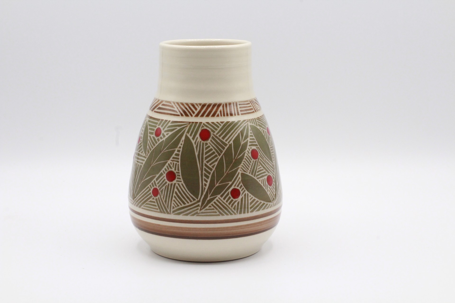 Leaves and Berry Small Vase by Kelly Price