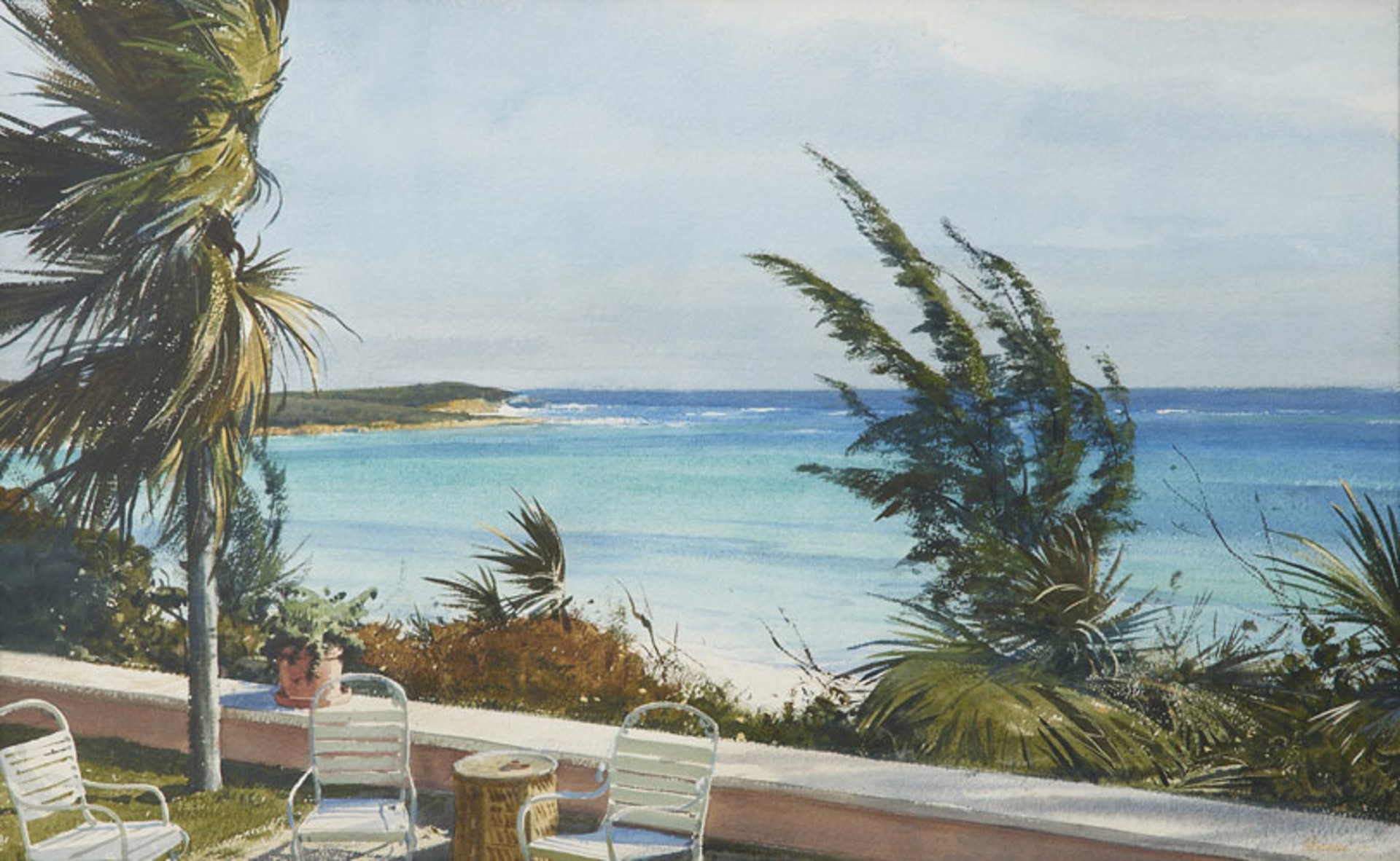 A View from the Terrace, Cotton Bay, Bahamas by Ogden Minton Pleissner