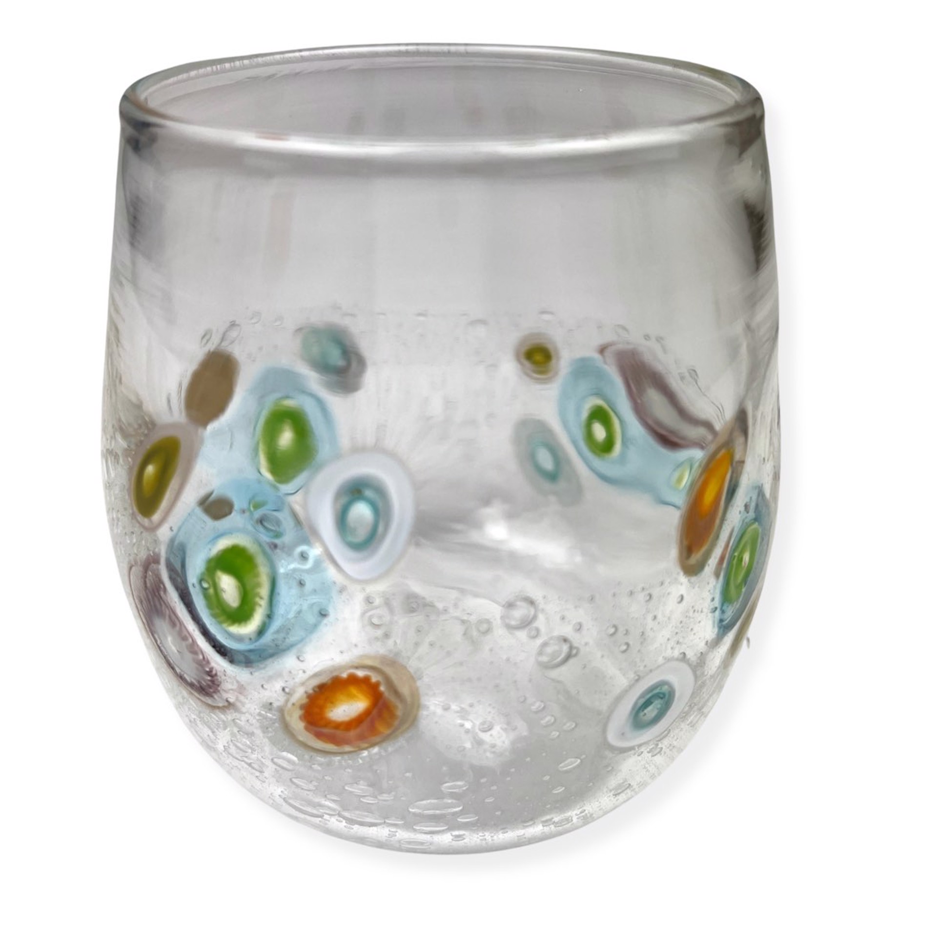 Millefiori Stemless Wine Glass by Chad Balster