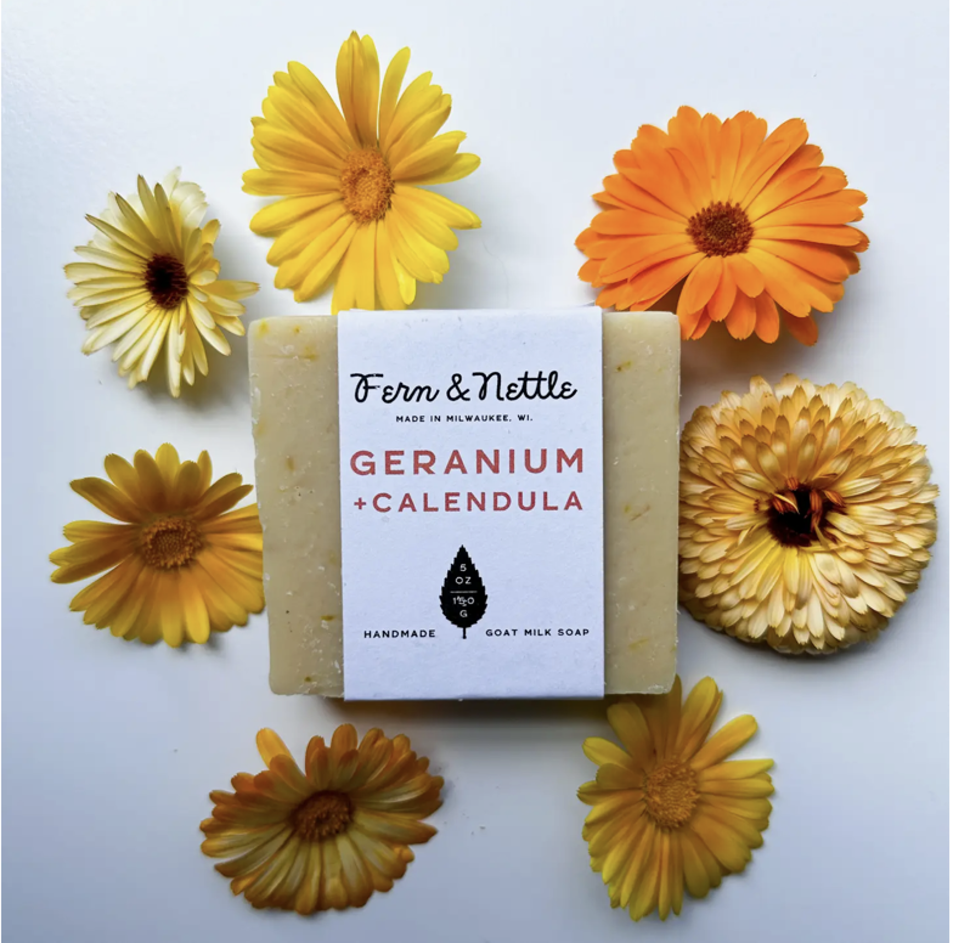 Geranium + Calendula Goat Milk Soap by Fern & Nettle