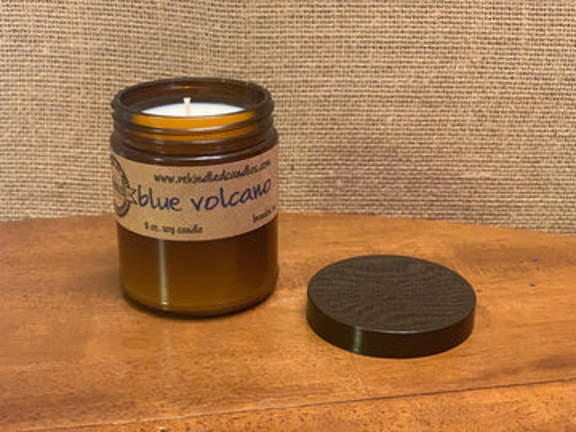 Blue Volcano Amber Jar Candle by re-kindled candle company