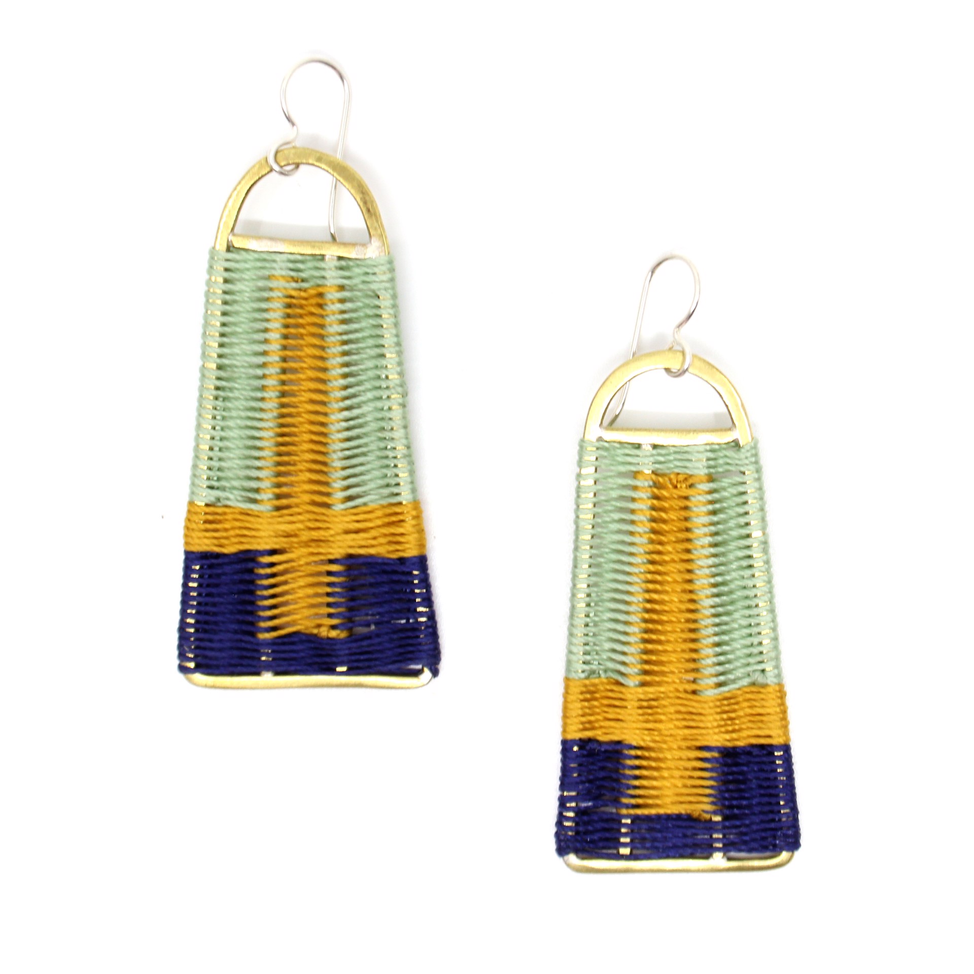 Well earrings (mint, yellow, navy) by Flag Mountain Jewelry