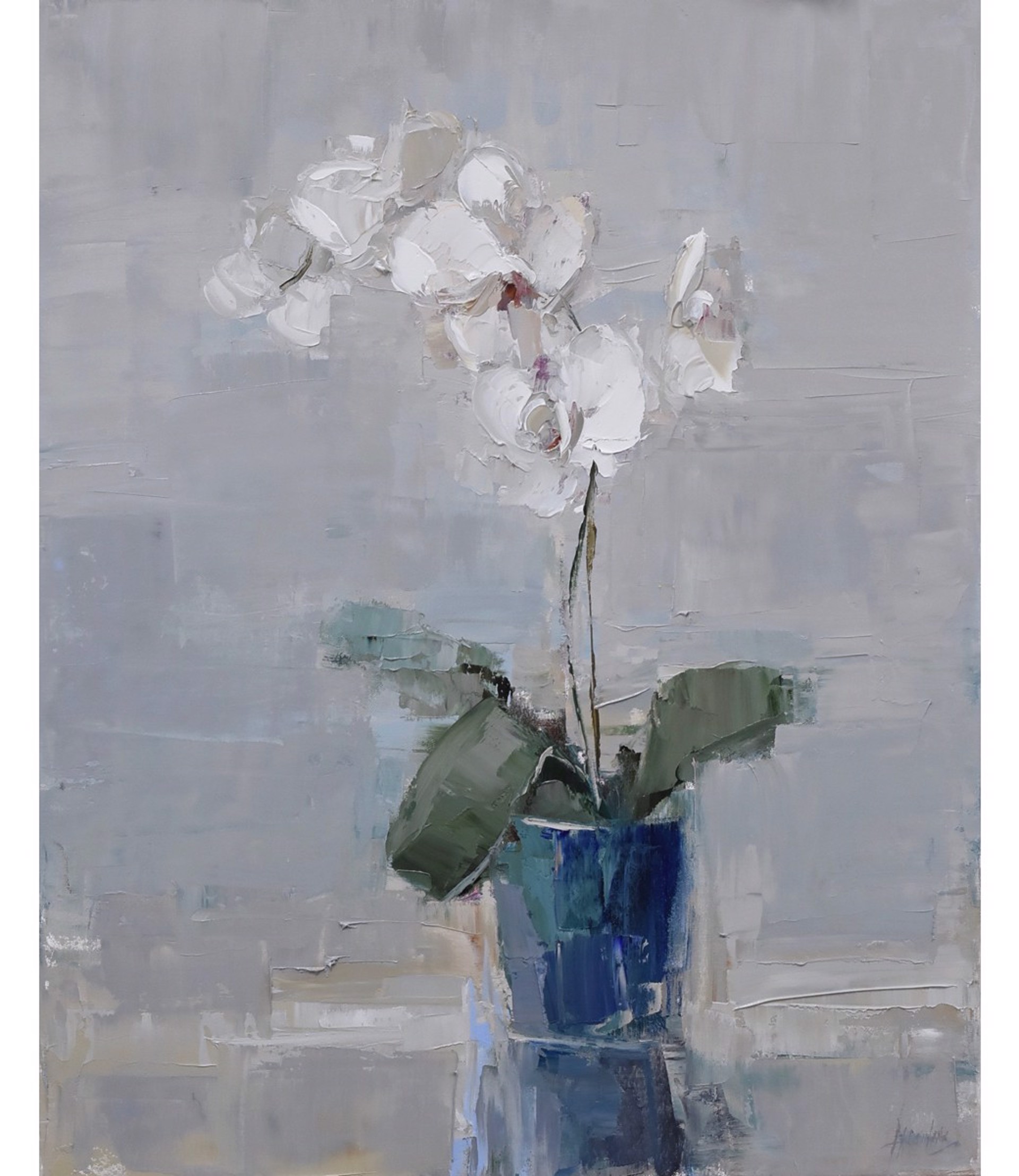 Commission of Orchid in Blue by Barbara Flowers