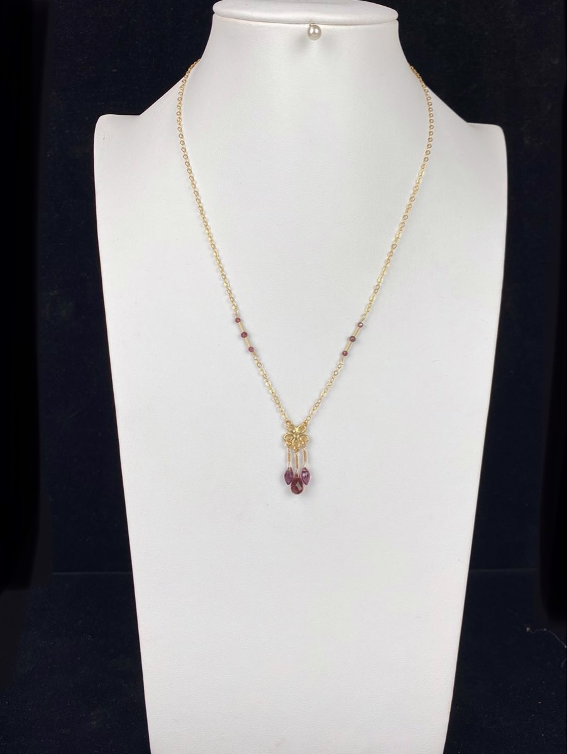 Rhodolite Garnet and 14K GF Flower Necklace by Lisa Kelley