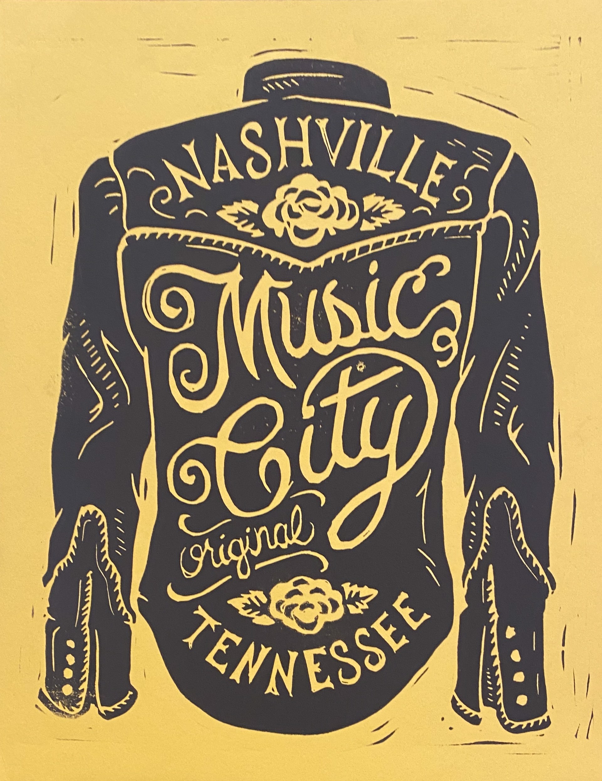Nashville Music City (Yellow) by Derrick Castle