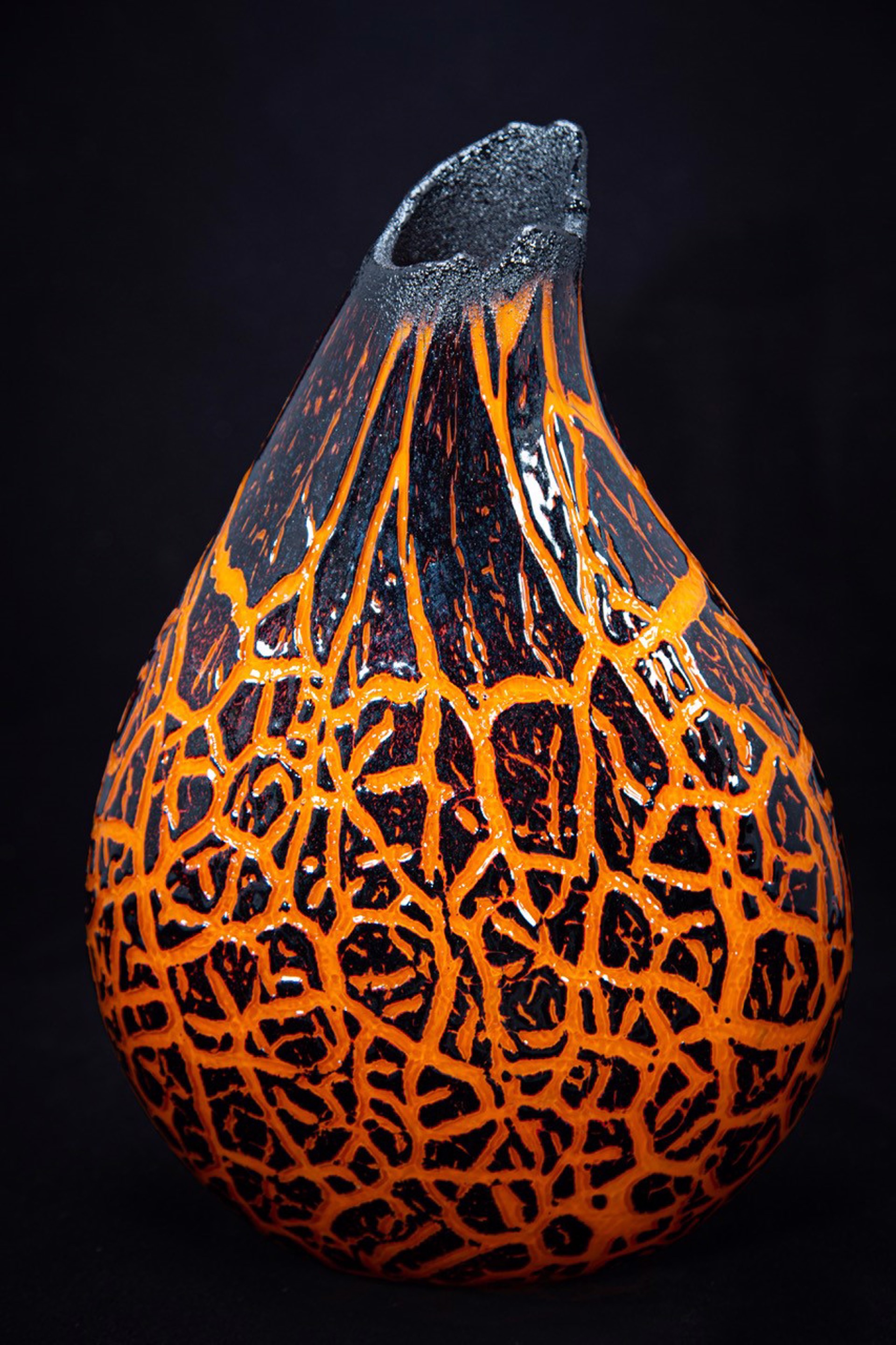 Crackled Kilauea Vase #CV-81 by Daniel Moe