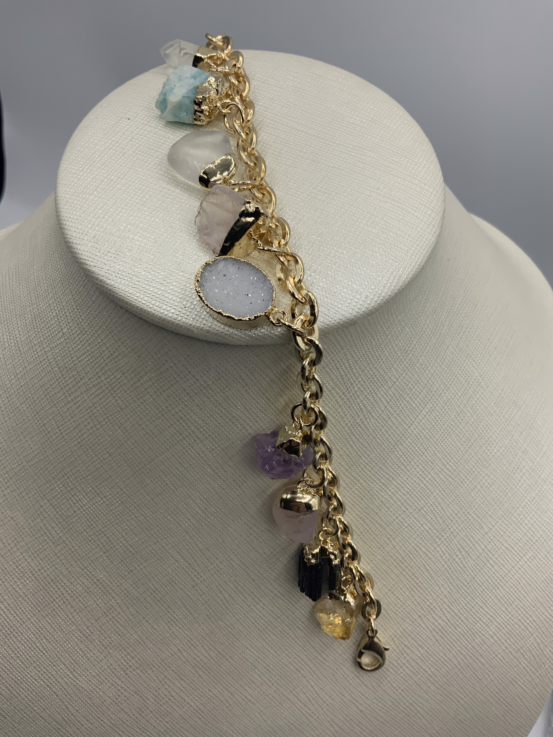 9 mixed stones on chain dangle by M&Co.