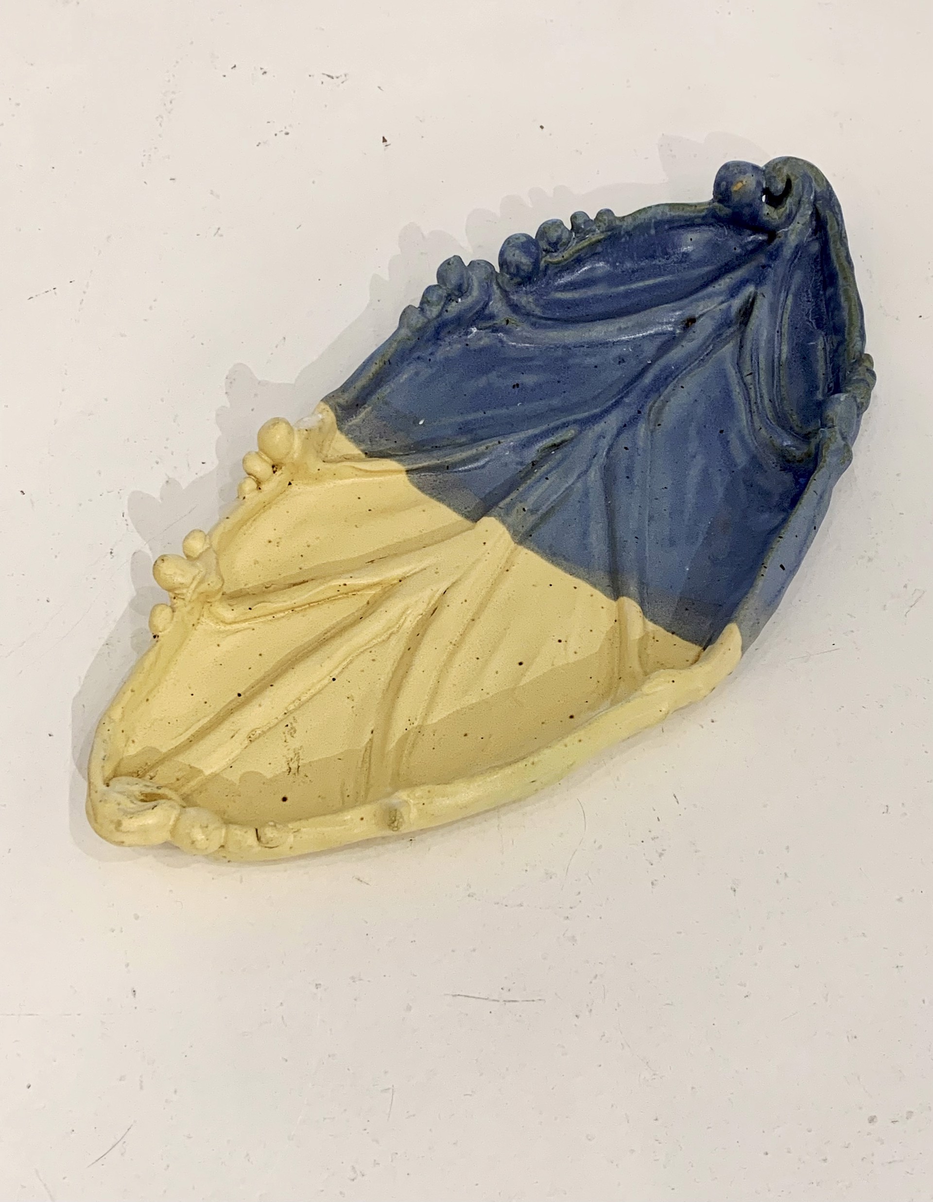 Yellow and Blue Leaf Plate by Renato Abbate and Anne McCombie