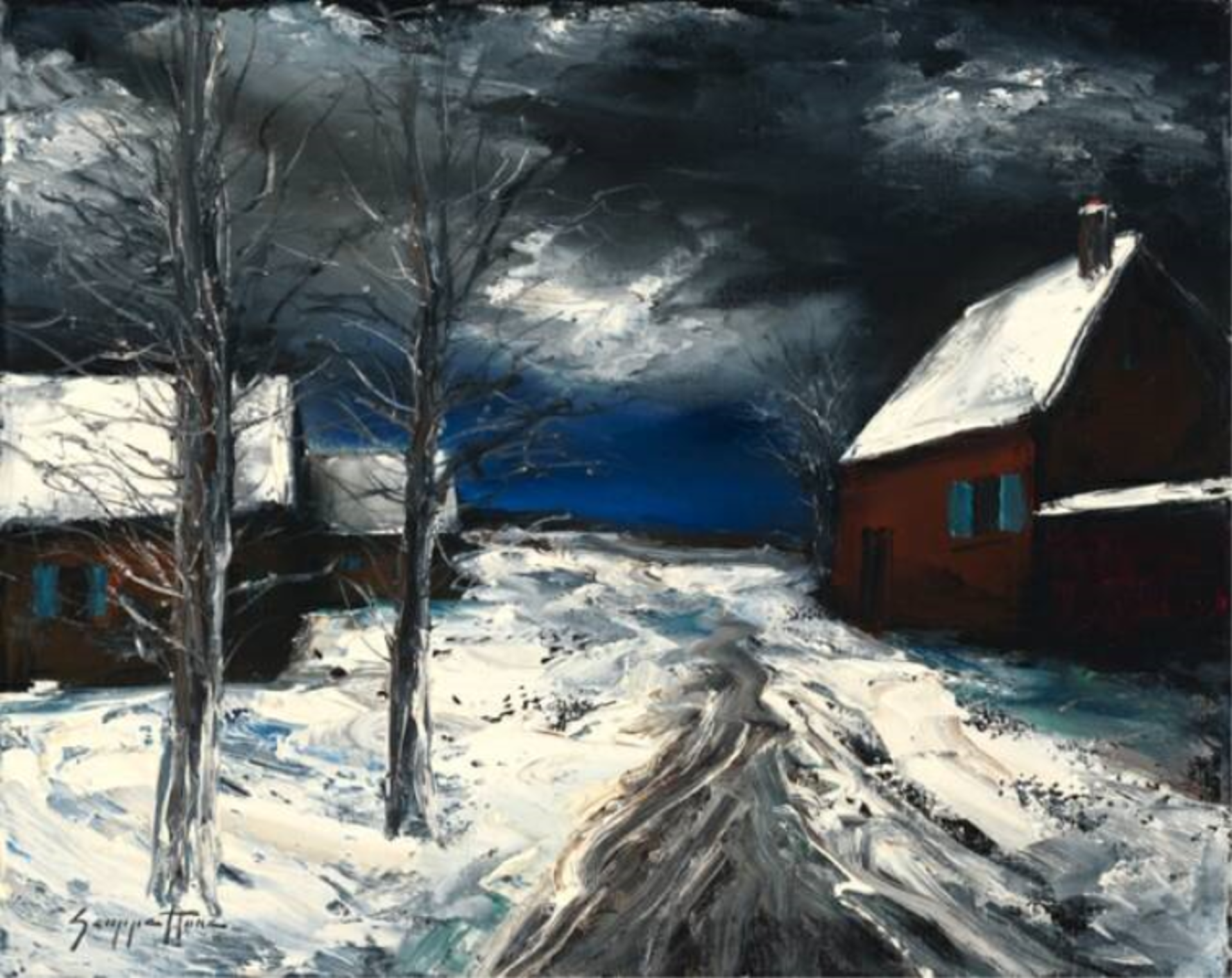 Farmhouse Under Snow (AP) by James Scoppettone