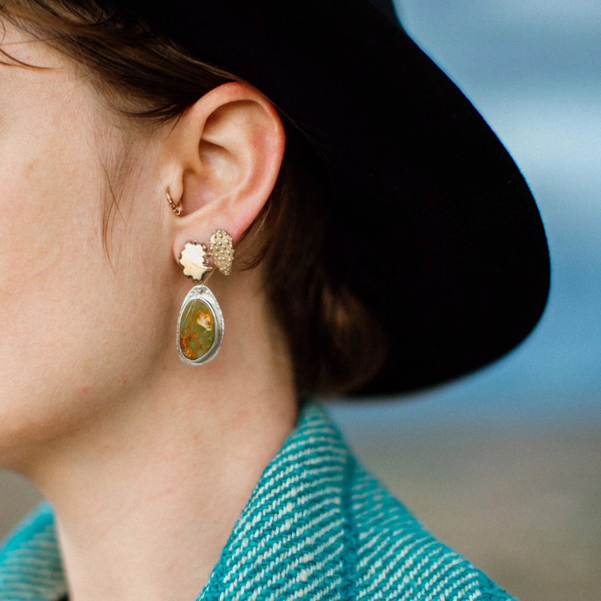 Water in the desert- Nopalitos Pequeños Studs w/ labradorite - Sterling by Clementine & Co. Jewelry