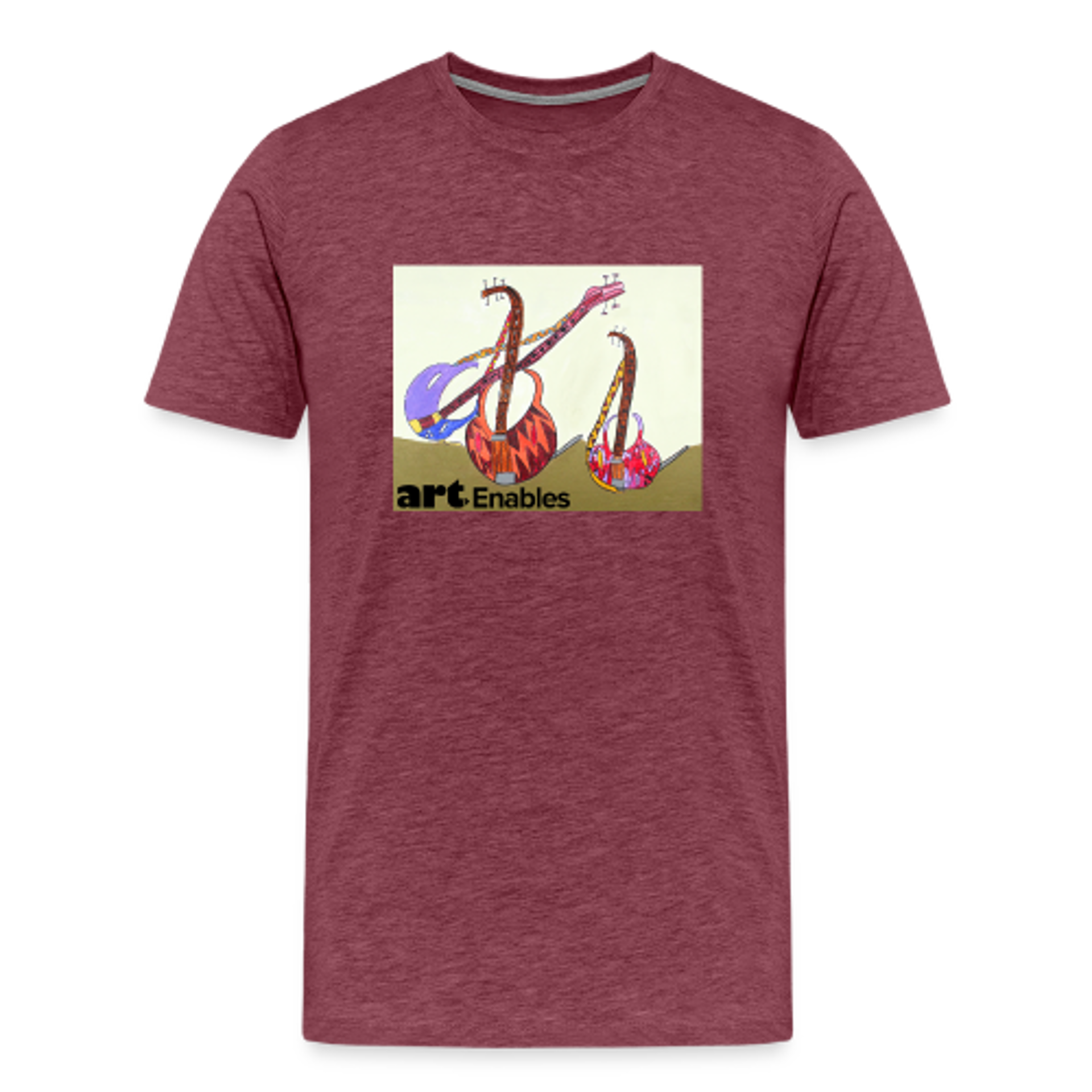 Men's T-shirt (artwork by Max Poznerzon) X-Large - heather burgundy by Art Enables Merchandise