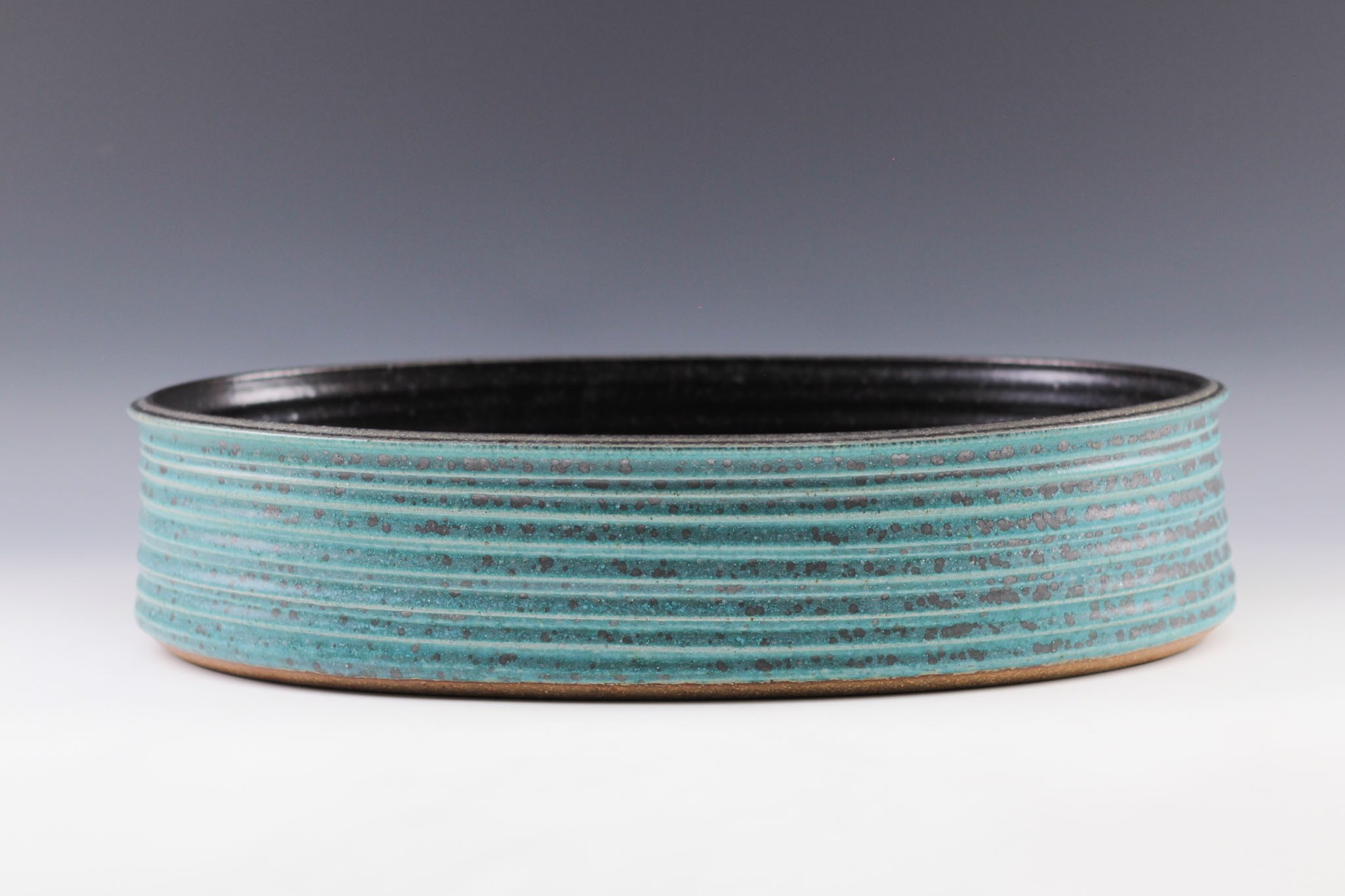 Turquoise Black Oval Platter by Winthrop Byers