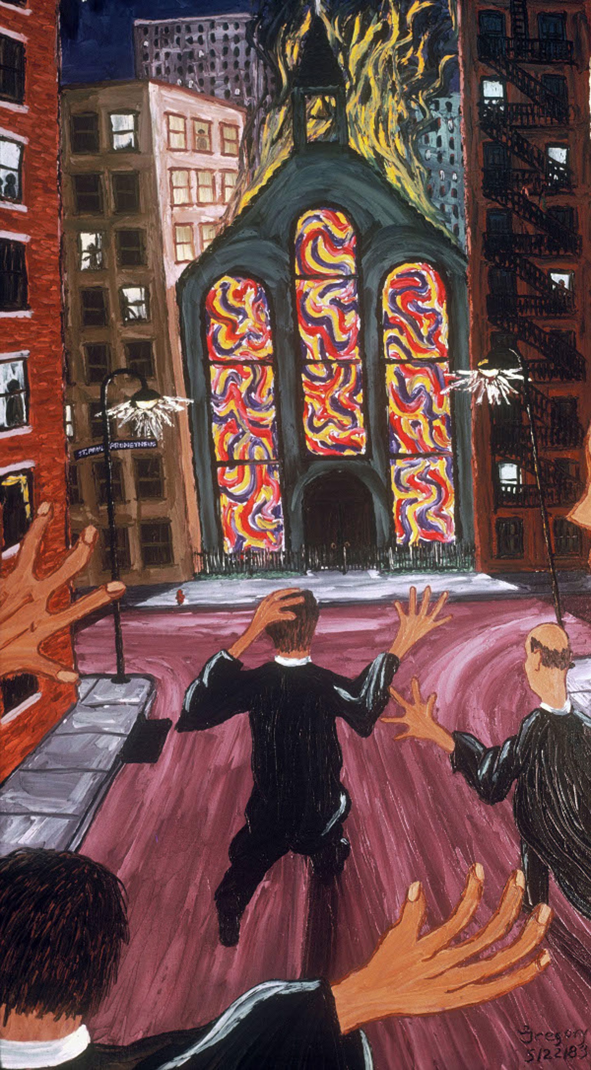 My God, Not Another Church Fire,48x26,5_22_1983 by Gregory Horndeski