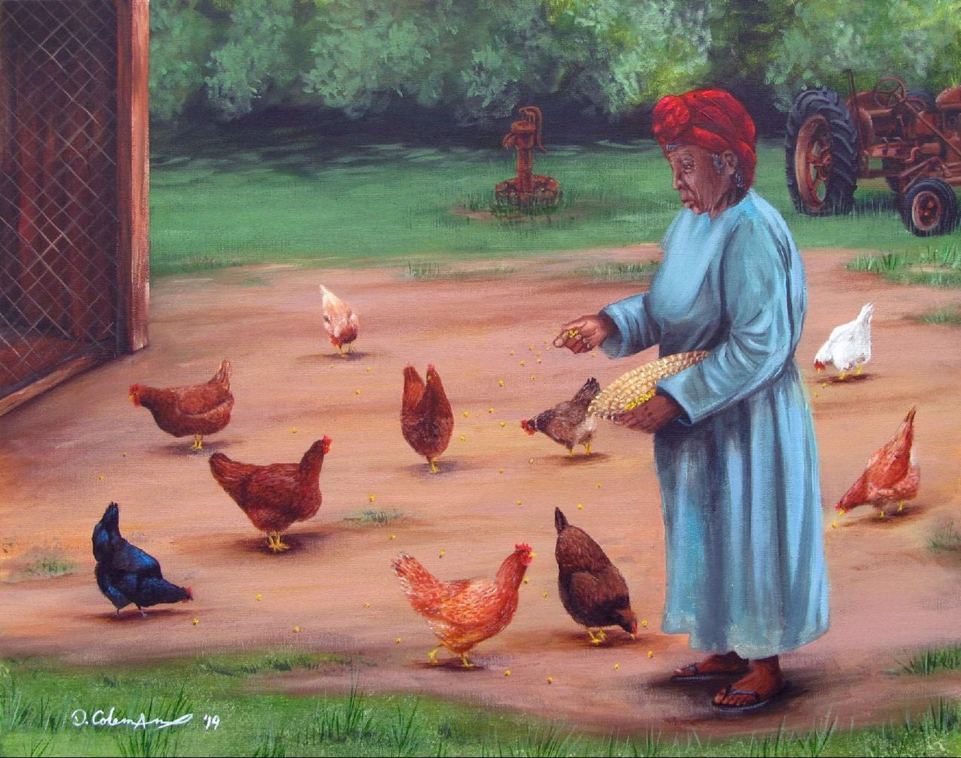 Grandma Feedin' Chickens by Dana Coleman