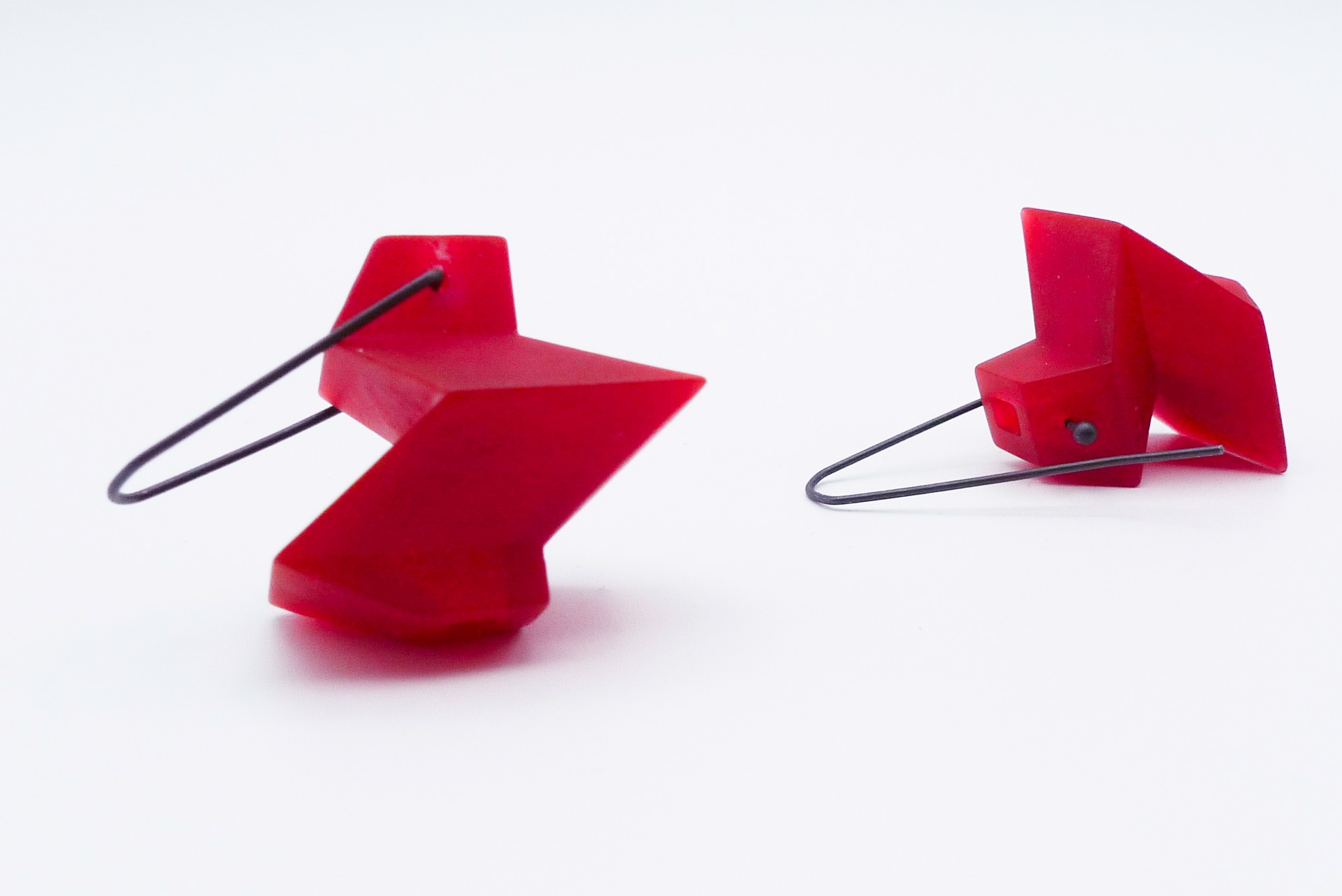 Red Resin Earrings by Juan Fried