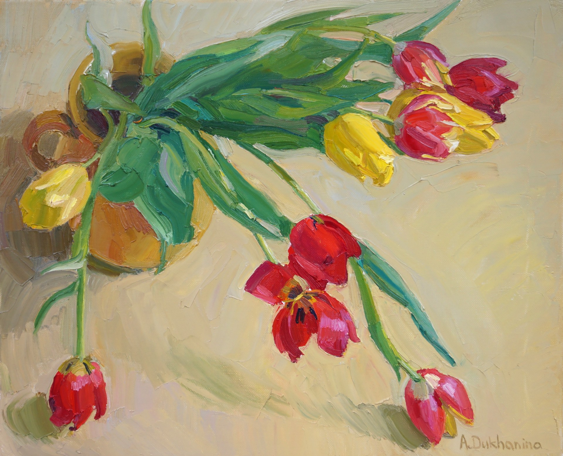 "Tulips II" original oil painting by Anastasia Dukhanina