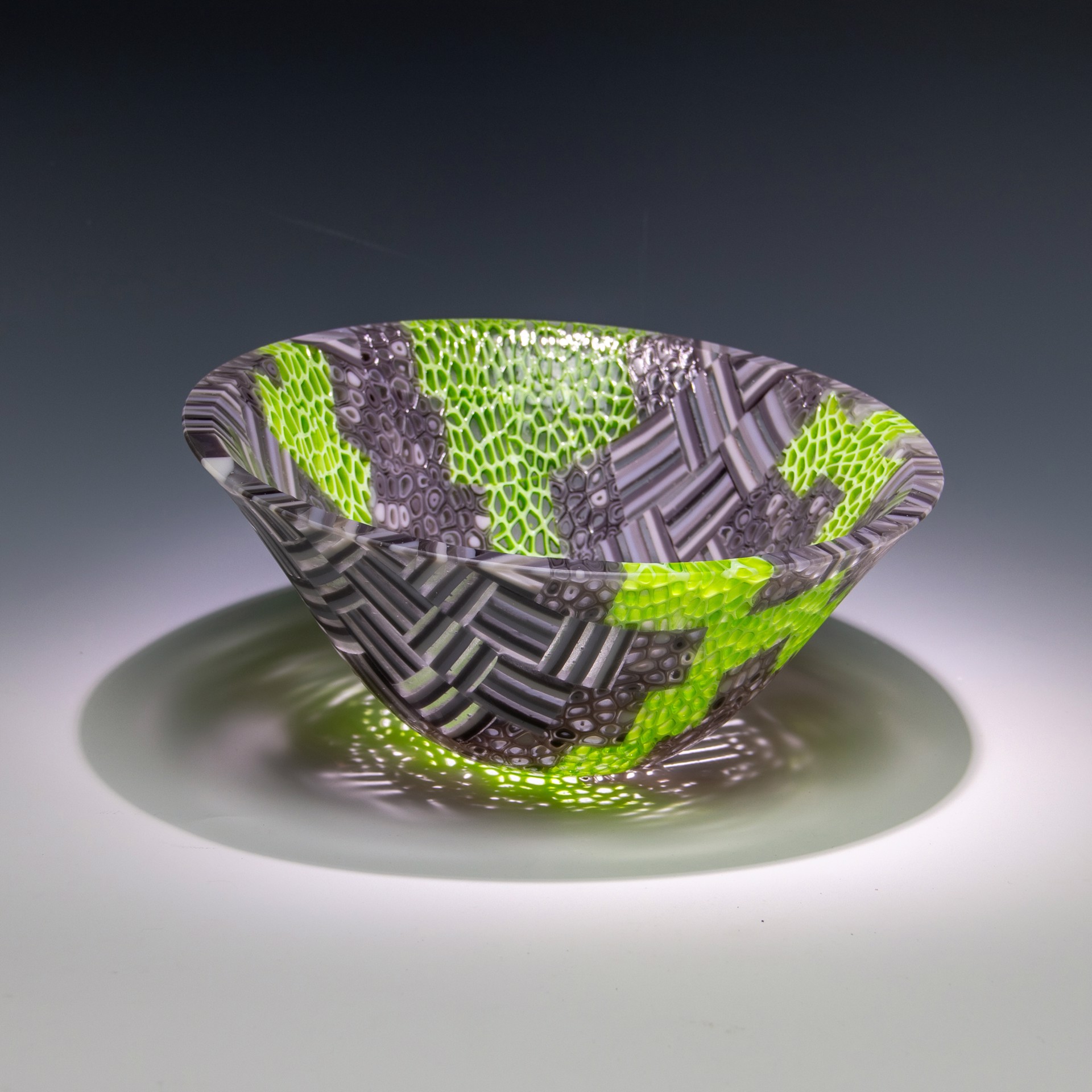 Monad Series: Gray/Bright Green Deep Vessel by Patti and Dave Hegland