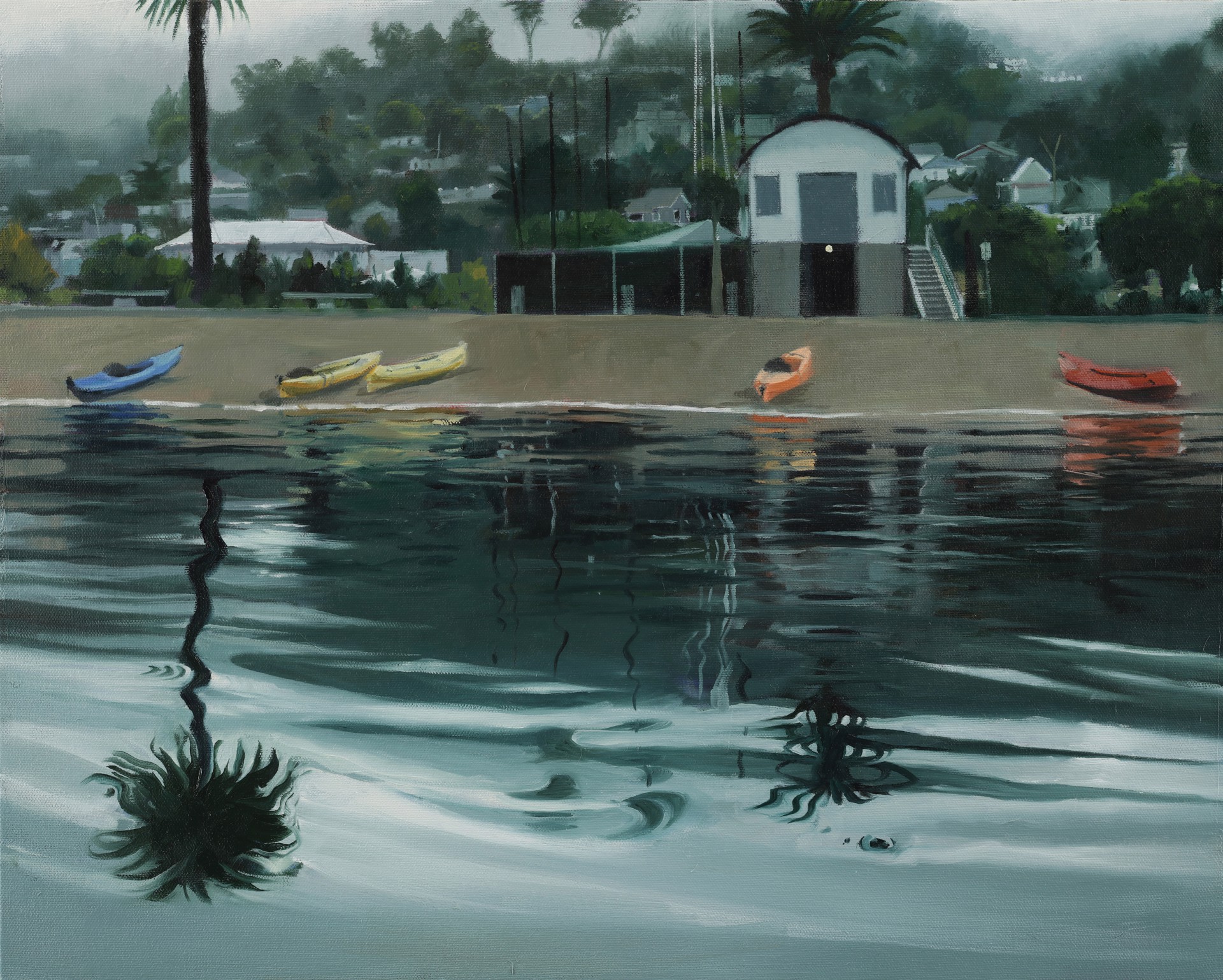 Kayaks on Beach by Eileen David
