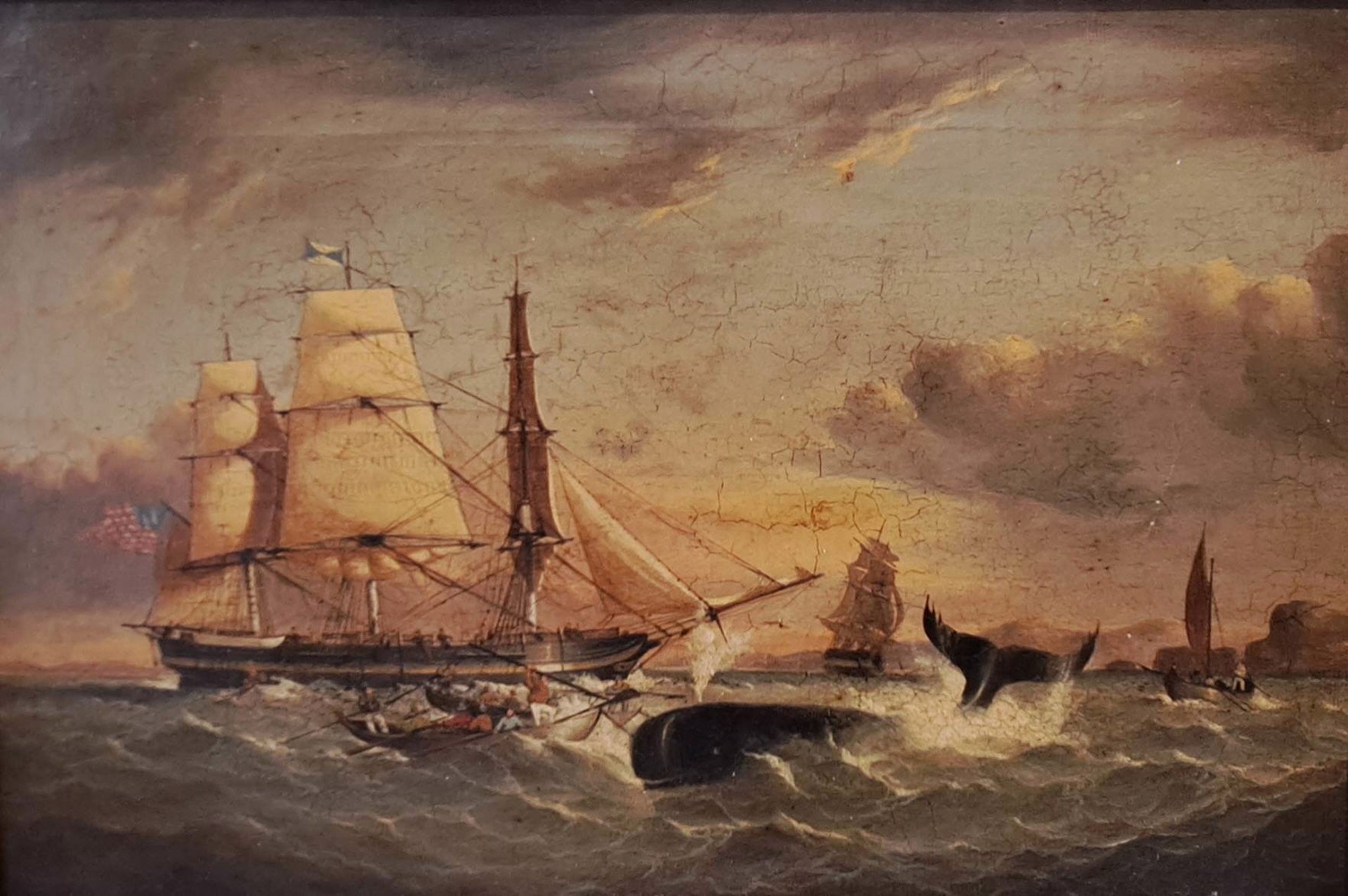 Early American Whaling Scene by Unknown