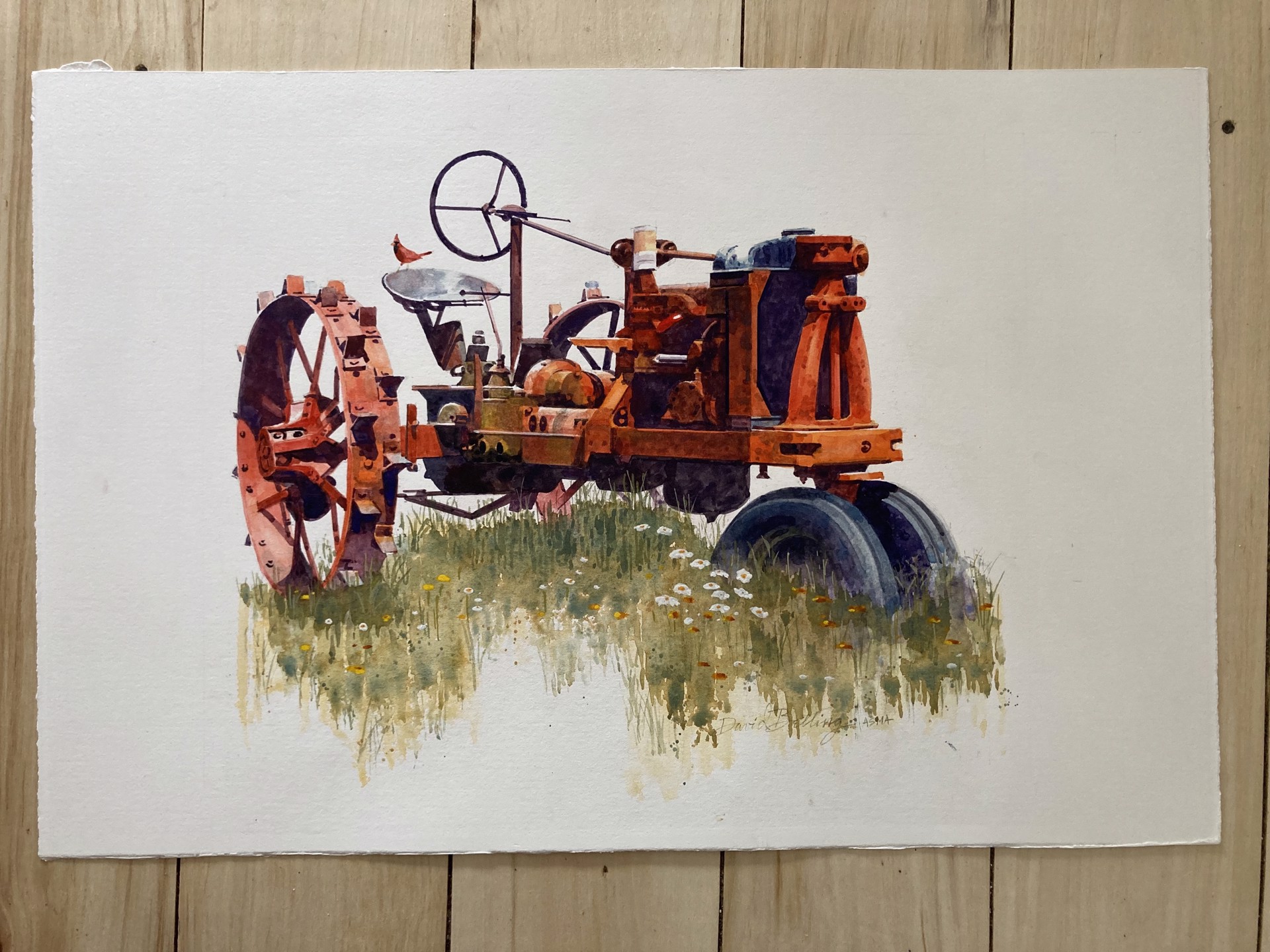 Tractor/Unframed Original by David Belling