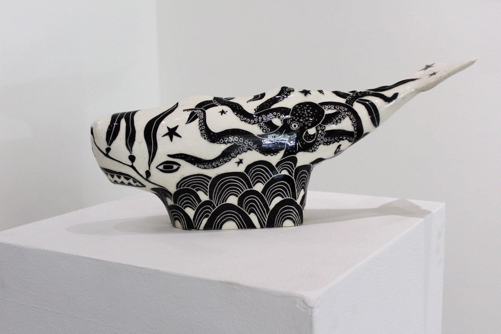 Whale - Black and White Octopus by Abbey Kuhe
