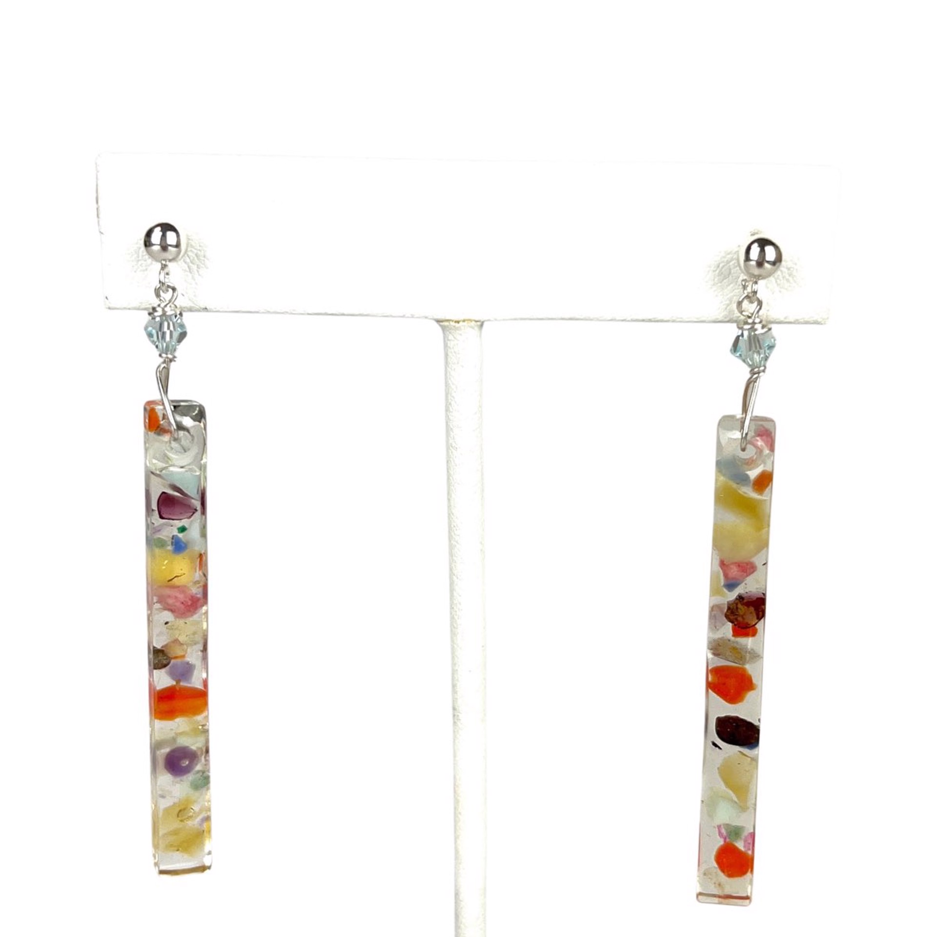 Gemstones in Resin with Sterling Silver Earrings by Nola Smodic