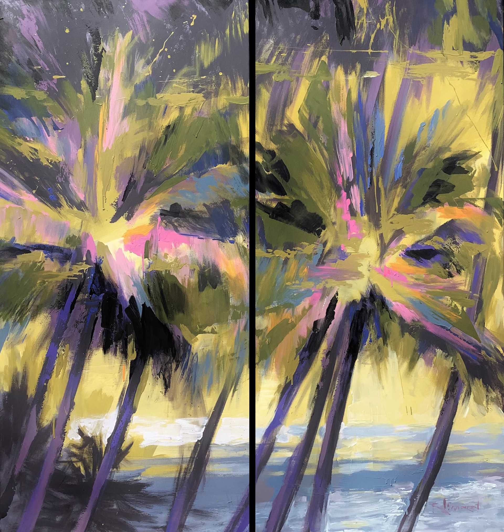 Palm Groove (Diptych) by Rod Cameron