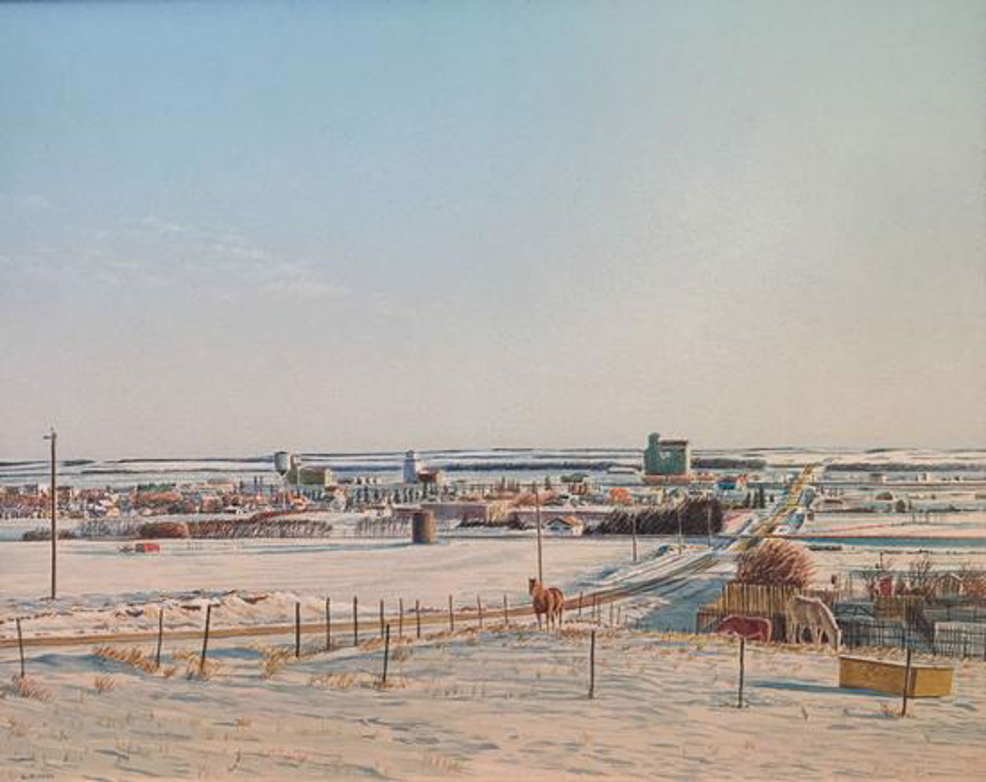 Wintered Horses Overlooking Chauvin by WH Webb (1940-2020)