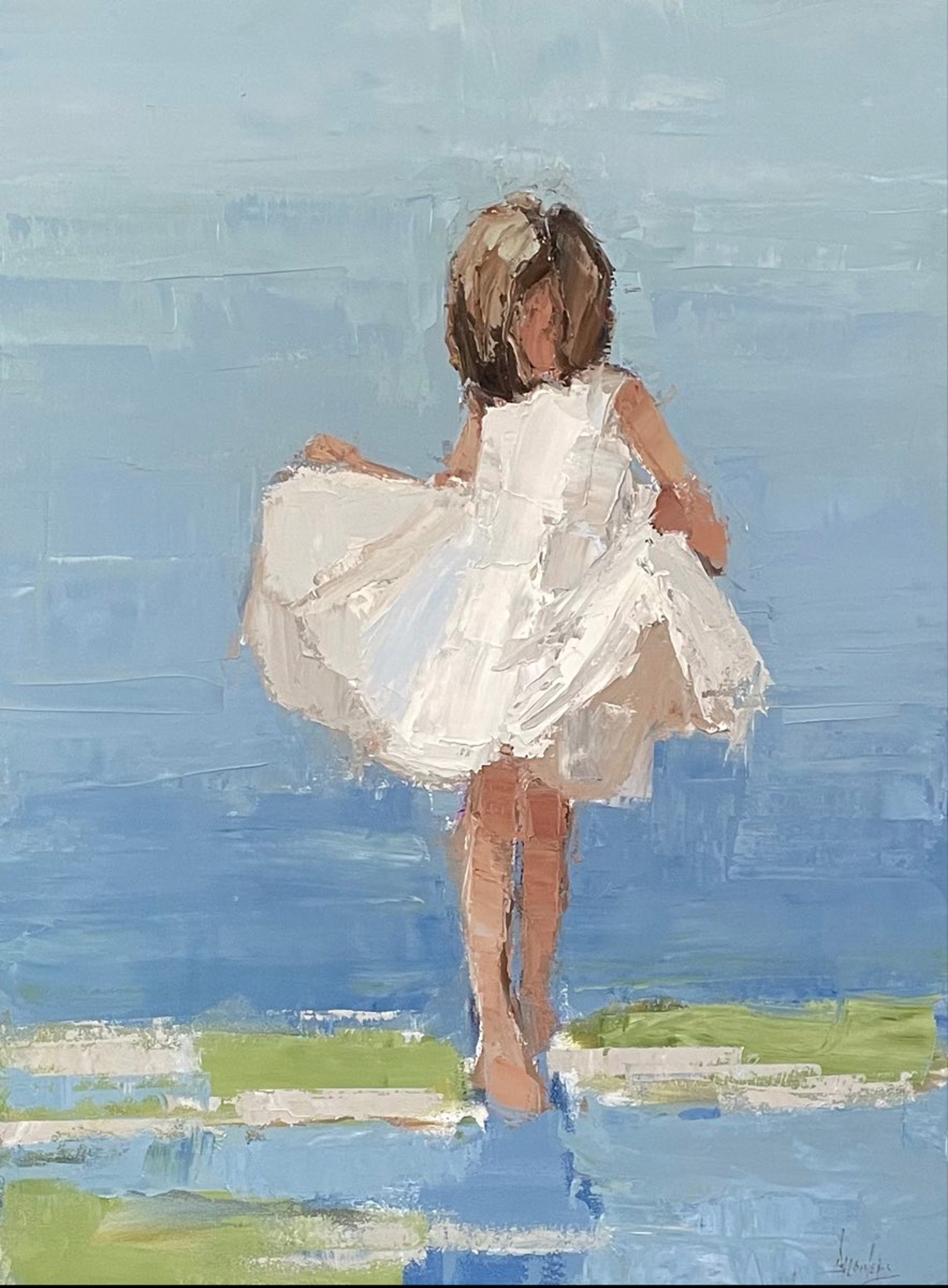 Girl And White Dress by Barbara Flowers