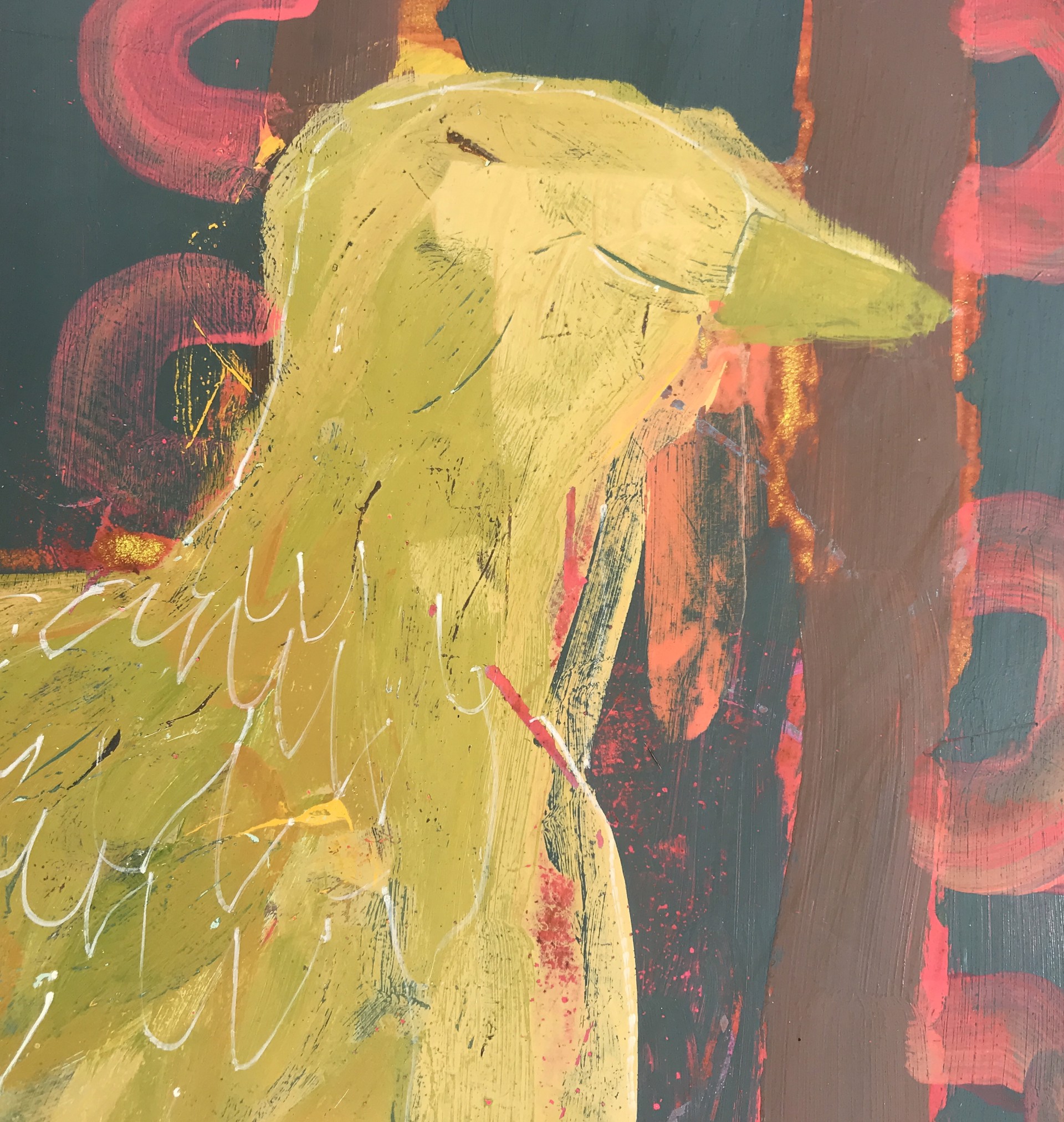 Yellow Pheasant Sleeping by Rachael Van Dyke