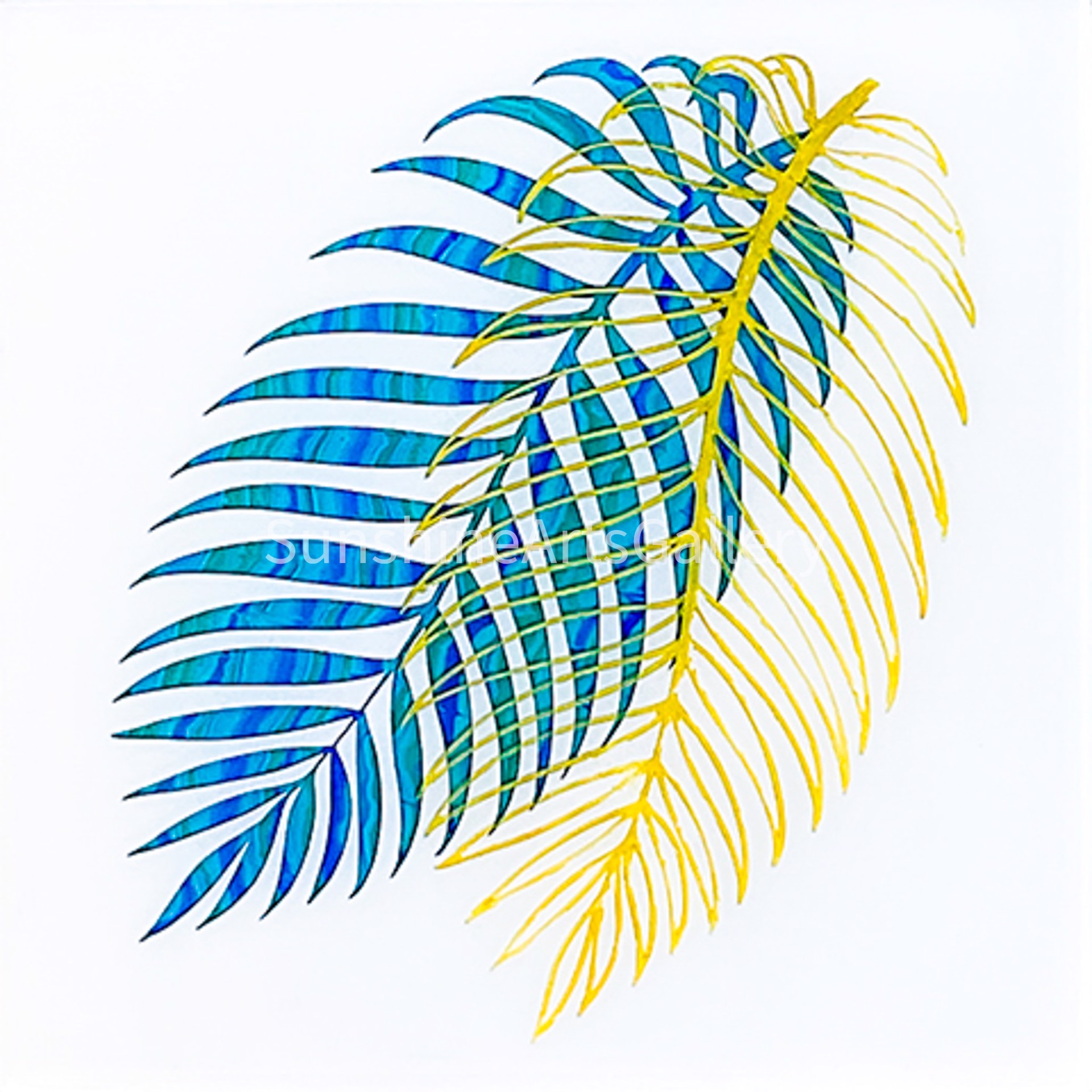 Blue and Gold Fronds by Pati O'Neal