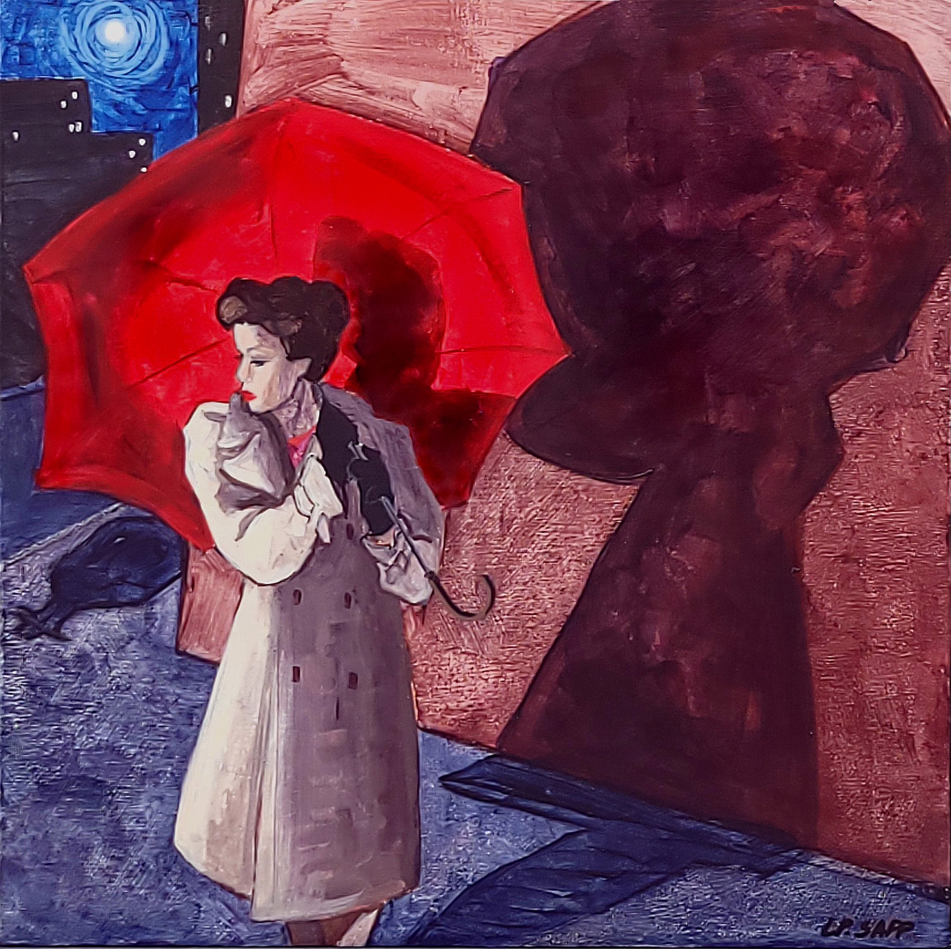 Red Umbrella II by Leslie Peterson Sapp