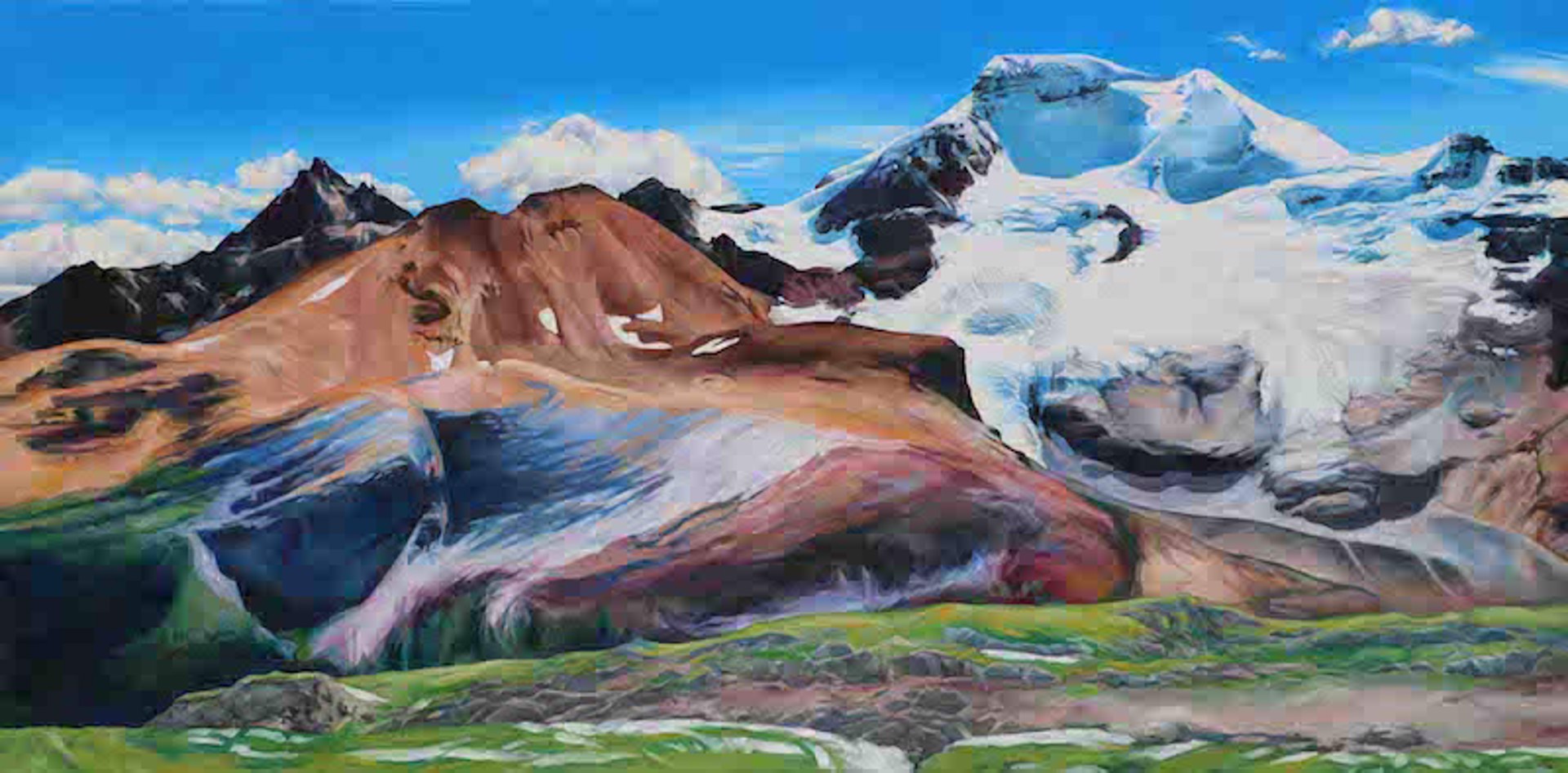 Mighty Mount Athabasca (panel #1 of Triptych) by Pascale Robinson