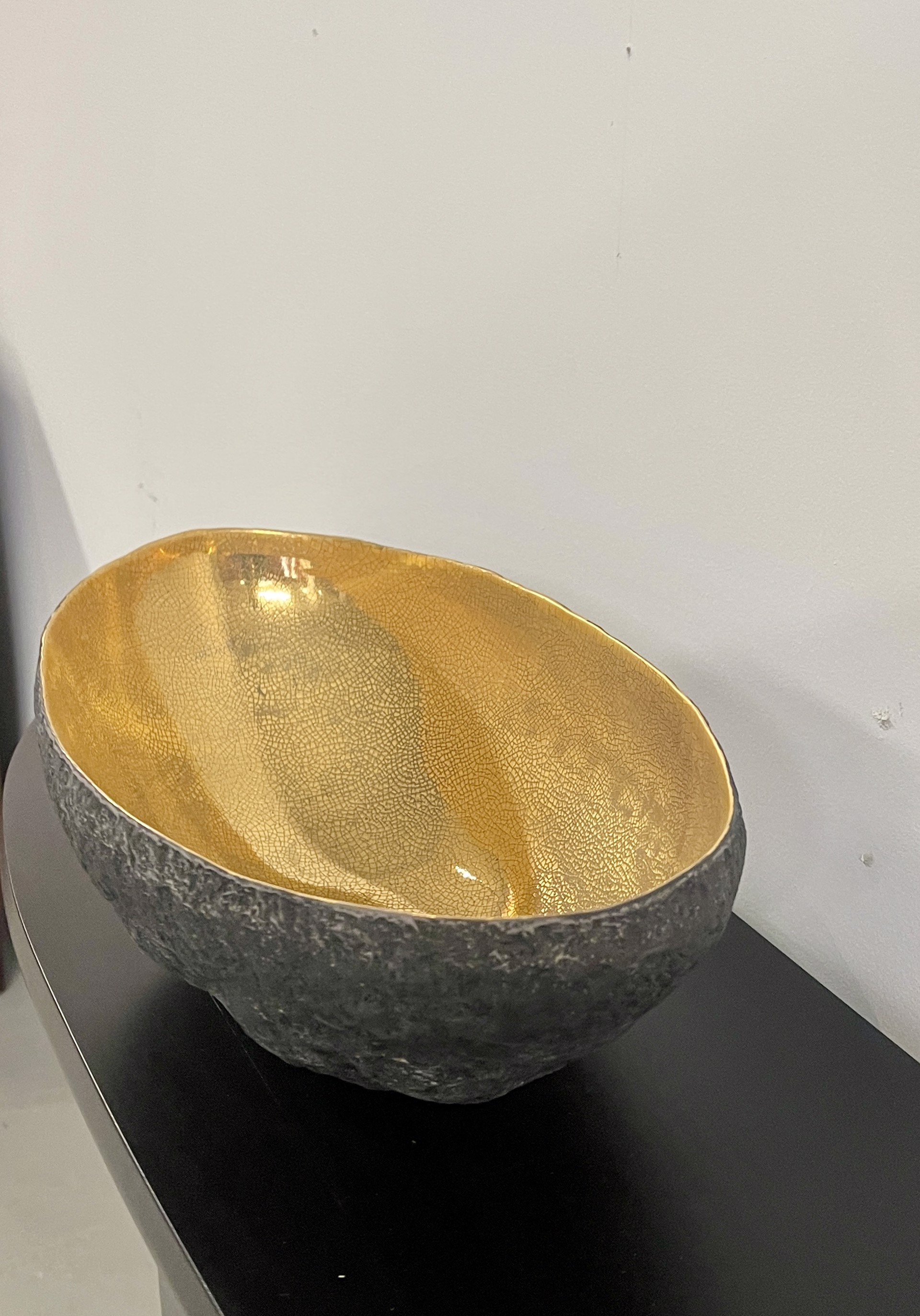 ceramic oval bowl with gold