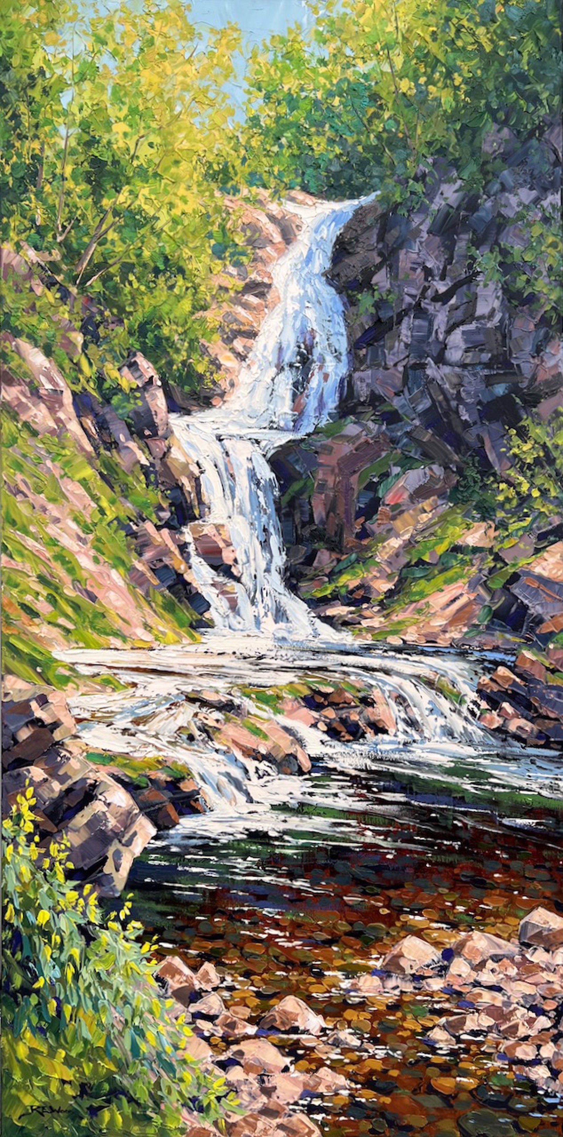 Cascading Falls by Robert E Wood