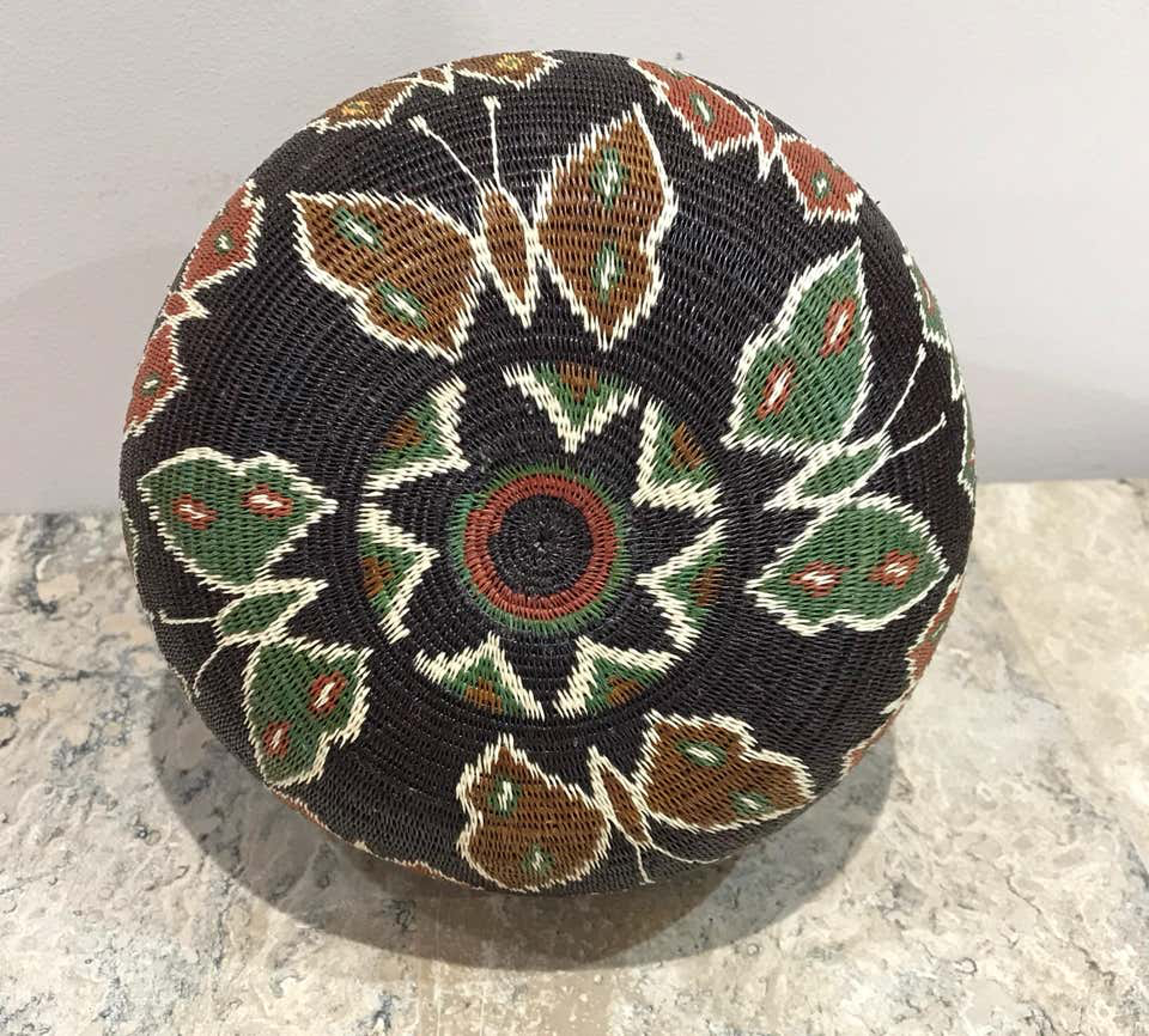 Butterfly Basket, black background by Wounaan & Embera Panama Rainforest Baskets Wounaan