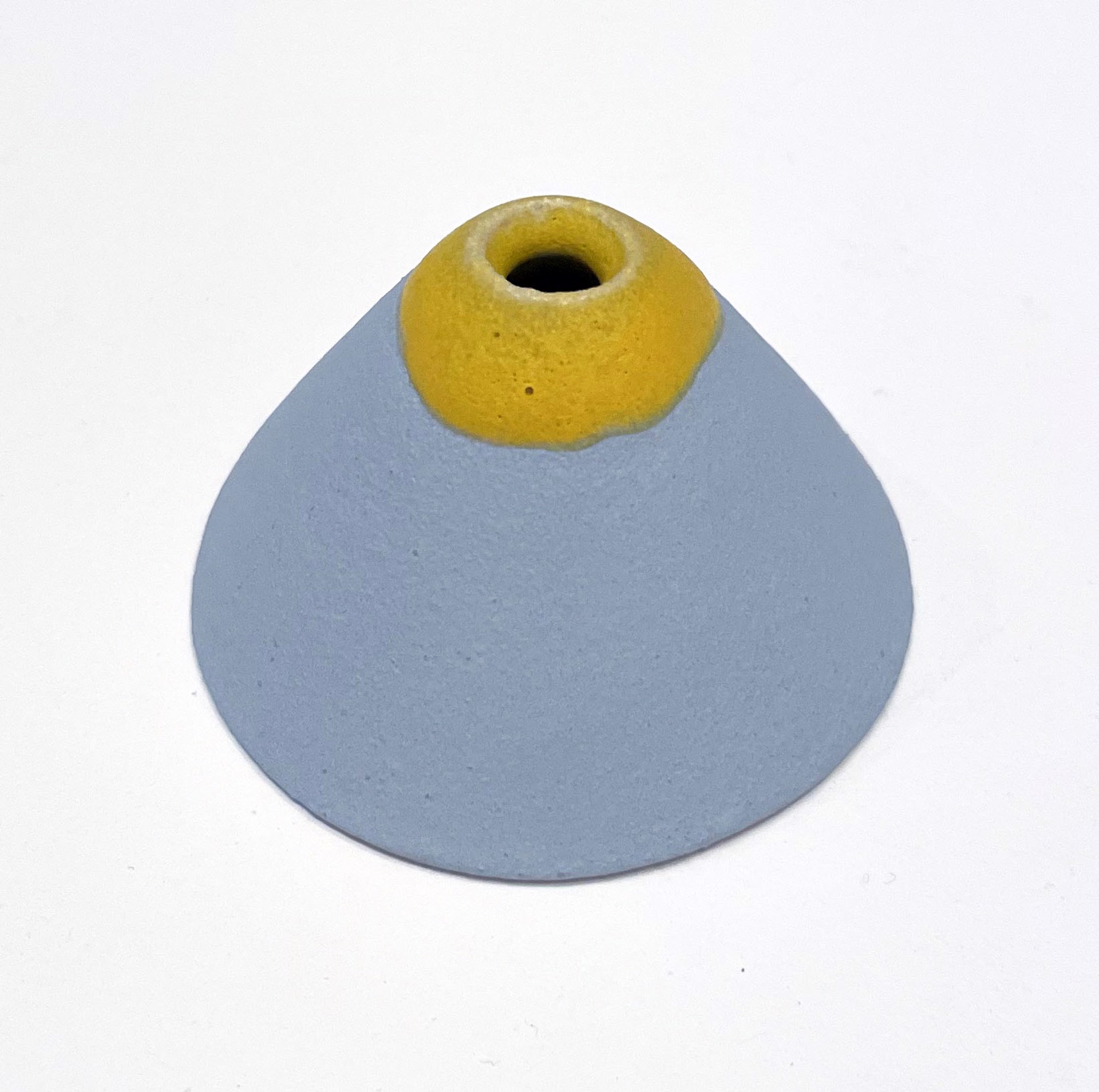 Small Powder Blue Volcano with Yellow 2 by Bean Finneran