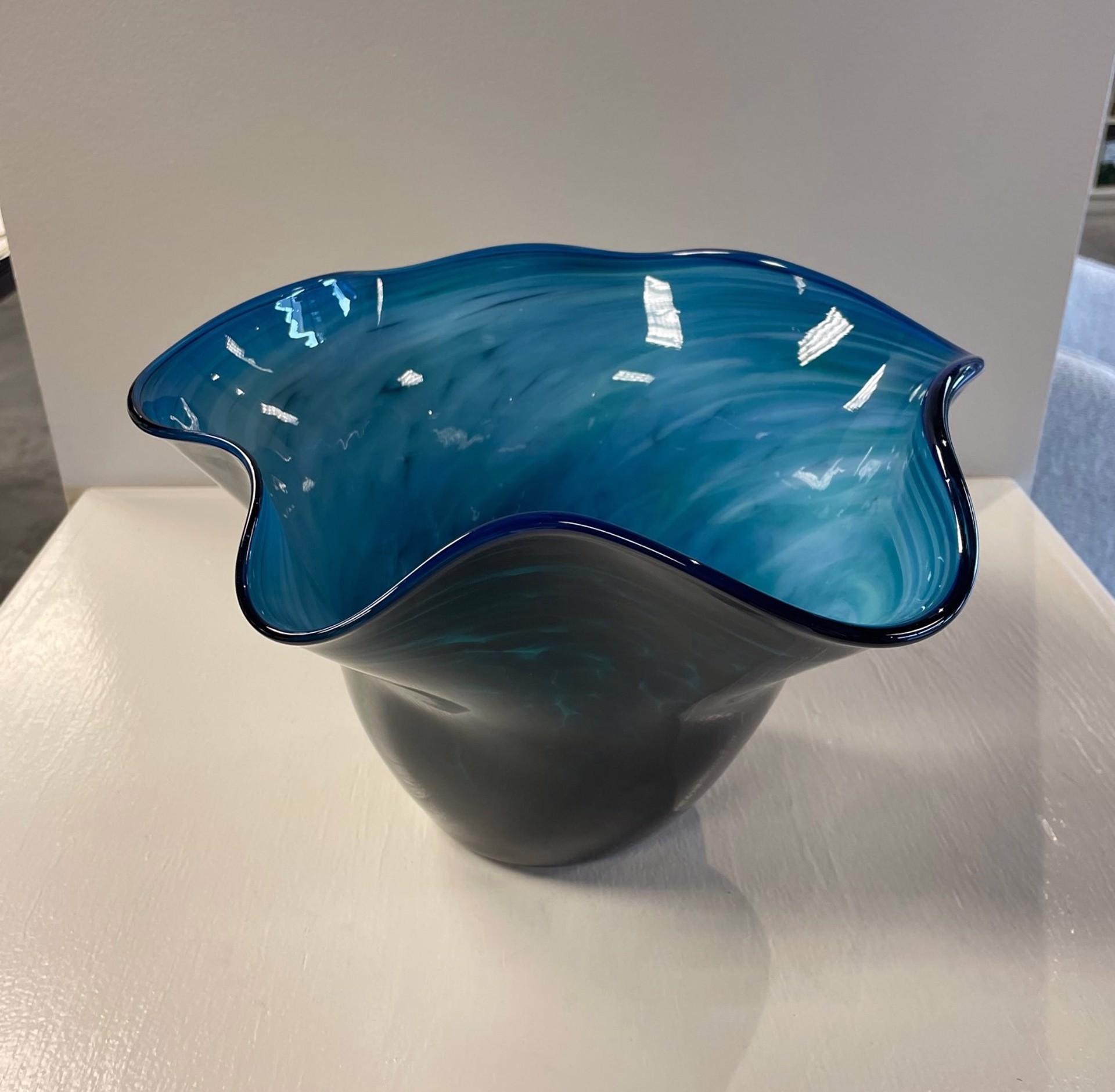 Scallop Bowl - Blue Lagoon by AlBo Glass