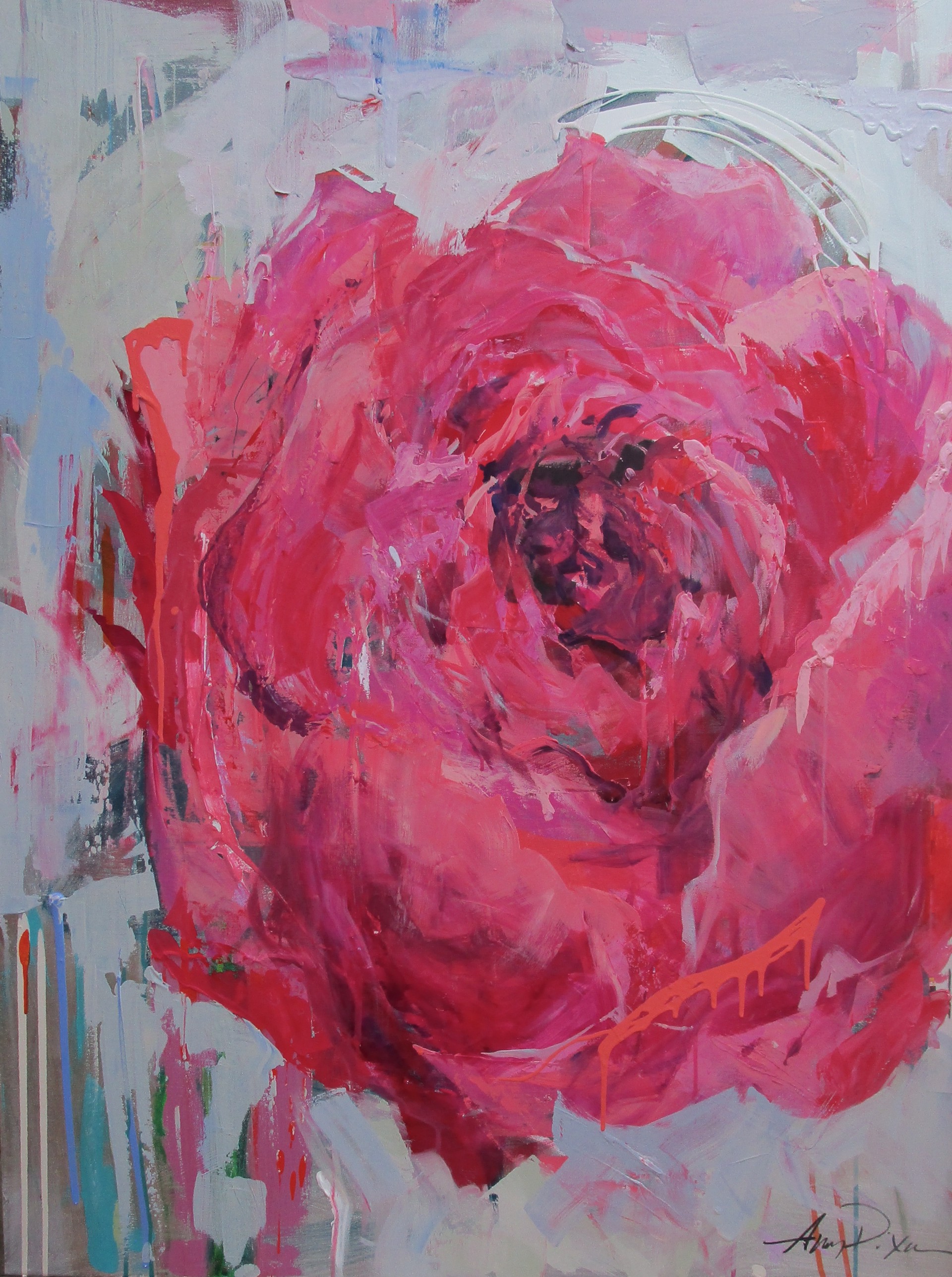 "Perfect Peony" original mixed media painting by Amy Dixon