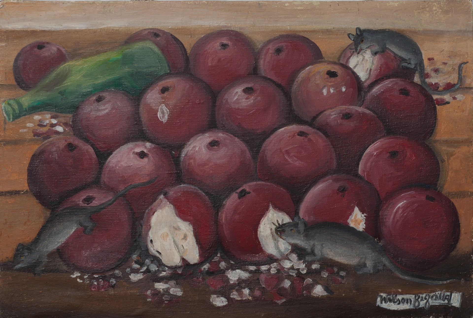 Custard Apples & Rats #40-3-96GSN by Wilson Bigaud (Haitian, 1931-2010)