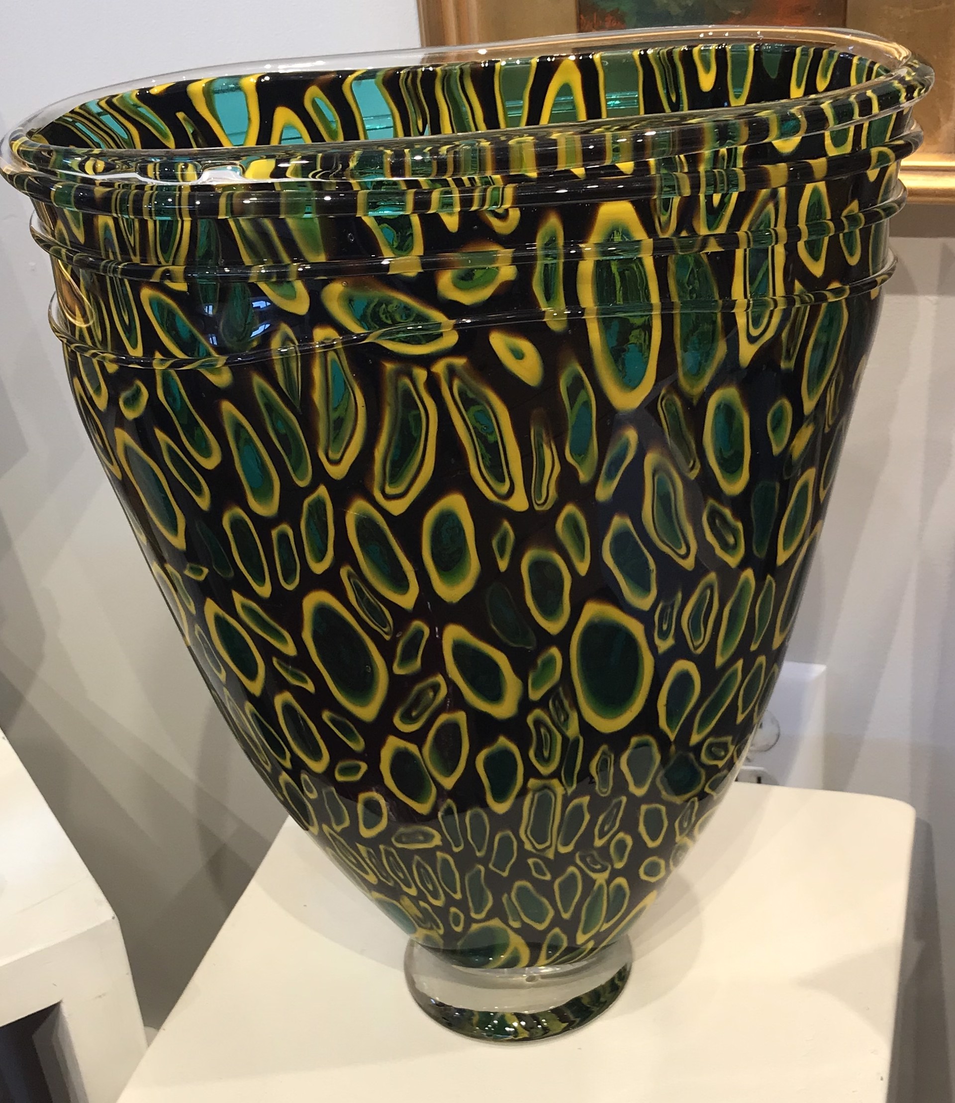 Blown Glass Green And Yellow Vessel By John Glass Daresandpiper Gallery 8013