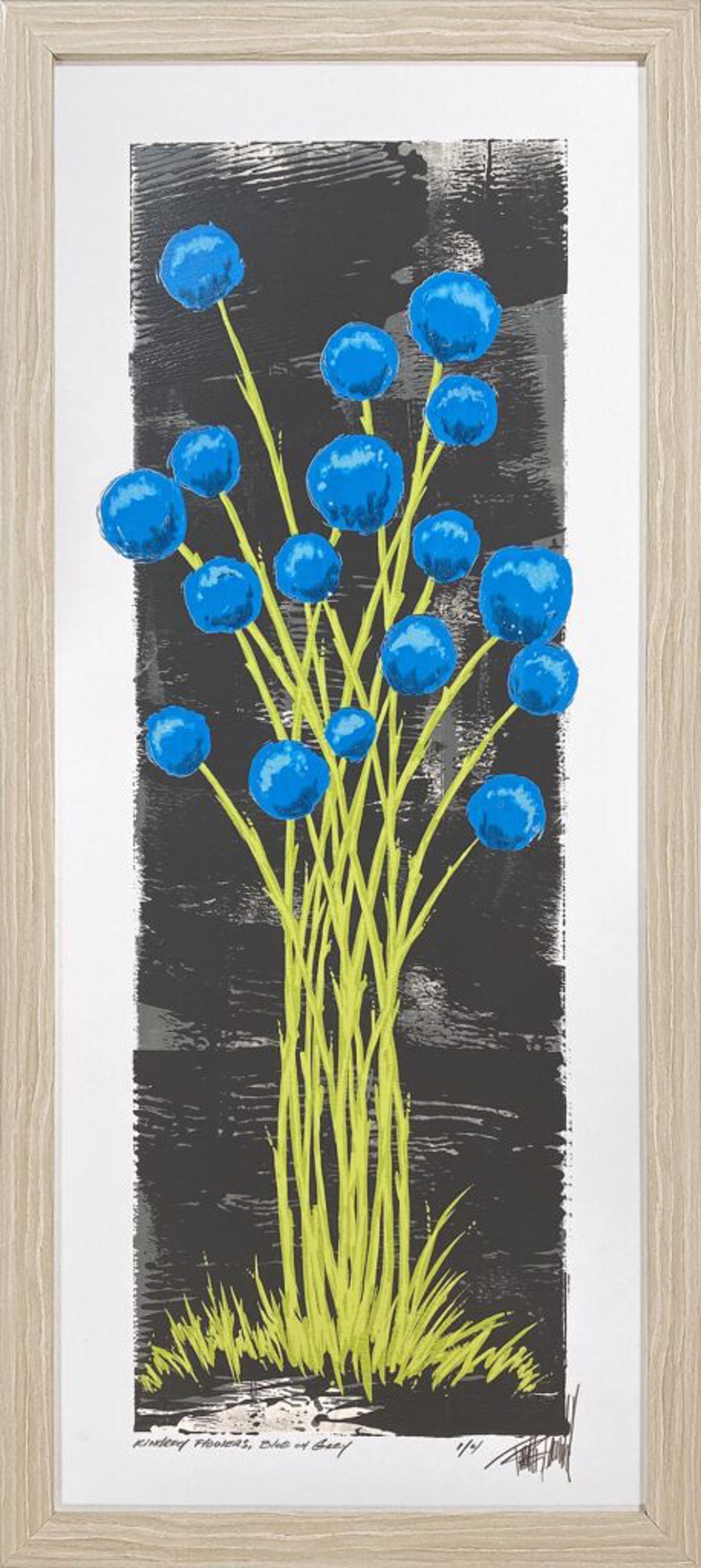 Kindred Flowers, Blue on Grey by Terrell Thornhill