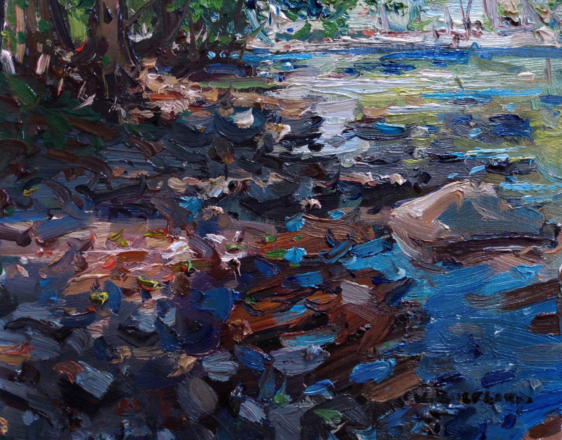 "Riverbank Rambling" original oil painting by Kyle Buckland
