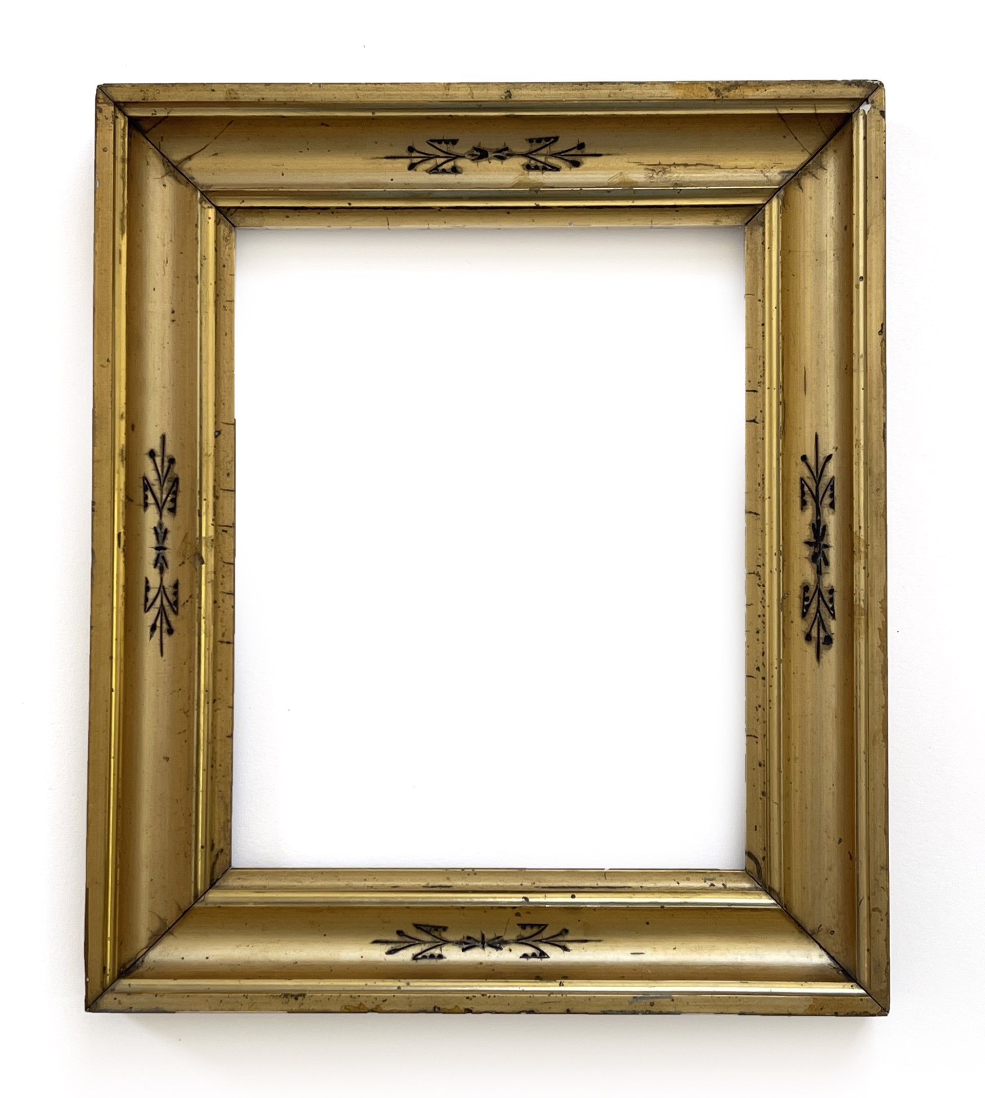 Antique Gold Gilt Frame, Hand Carved with Black Gesso Detail by Antique Frame