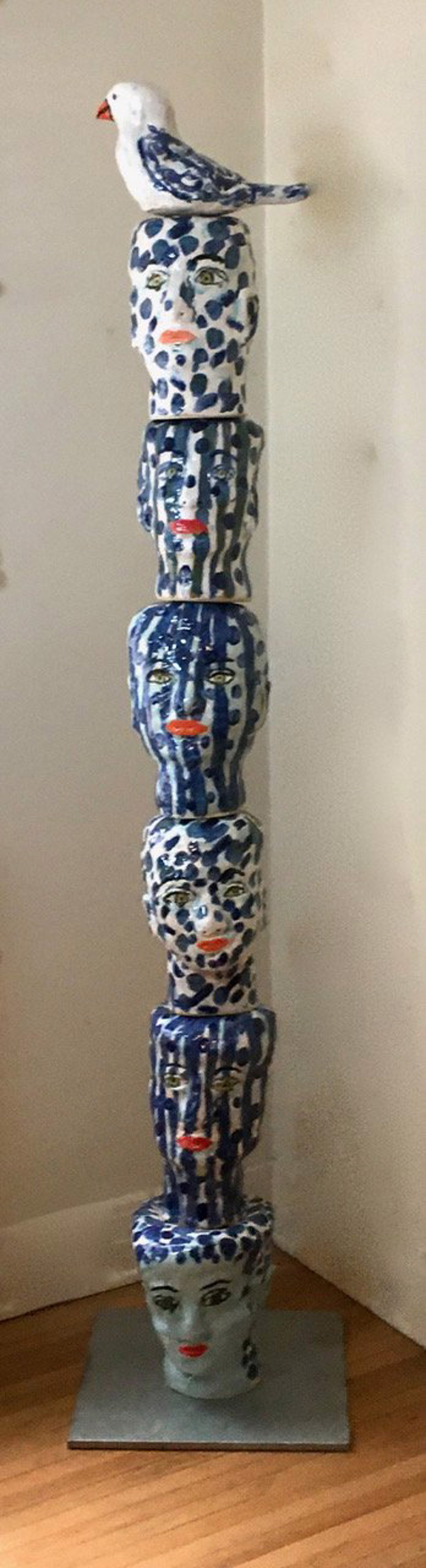 Blue Head Totem by Linda Smith