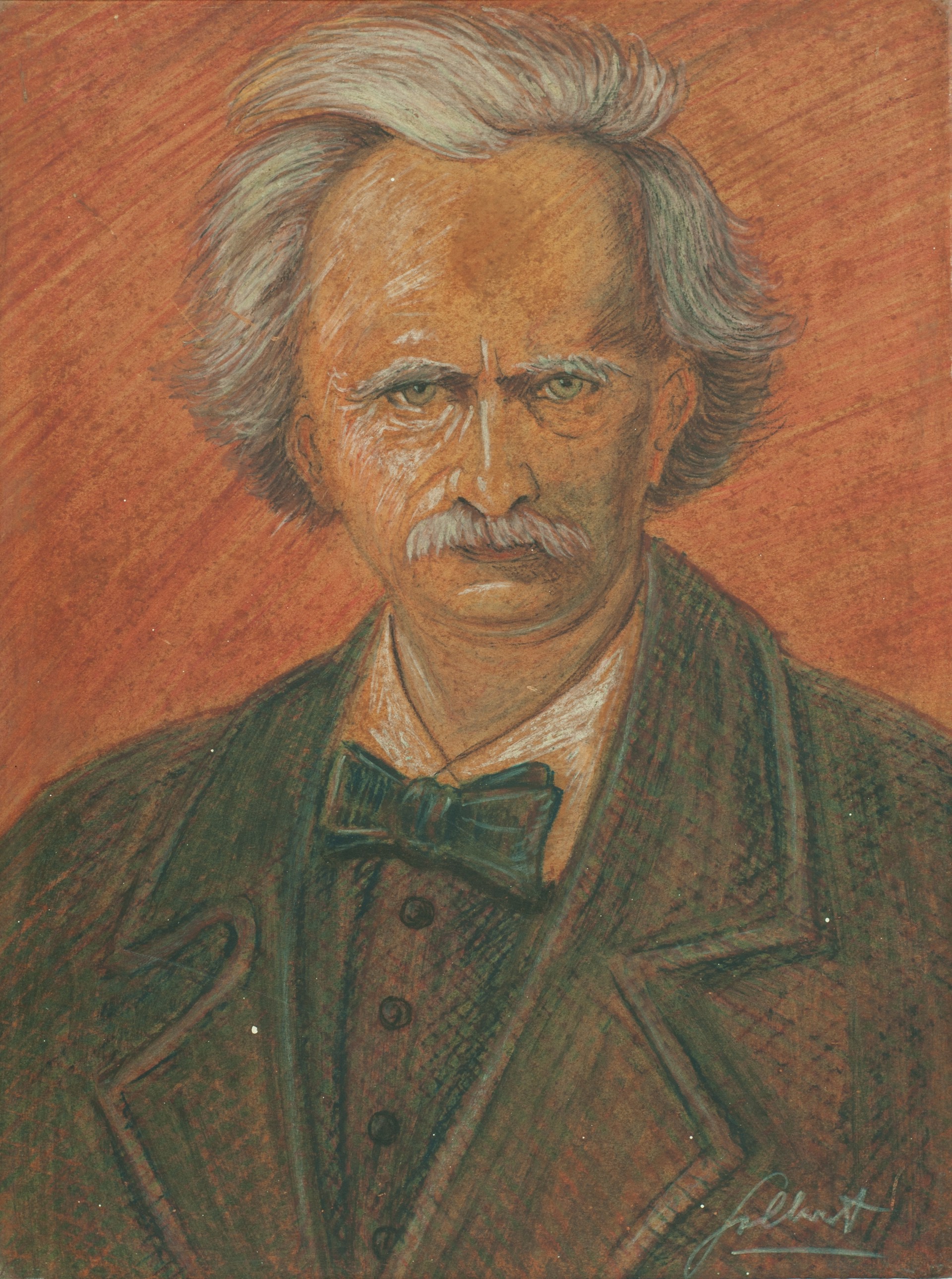 Portrait of Norwegian Pianist Edvard Grieg#8-10-88GSN by Andre Galliano (Italian)